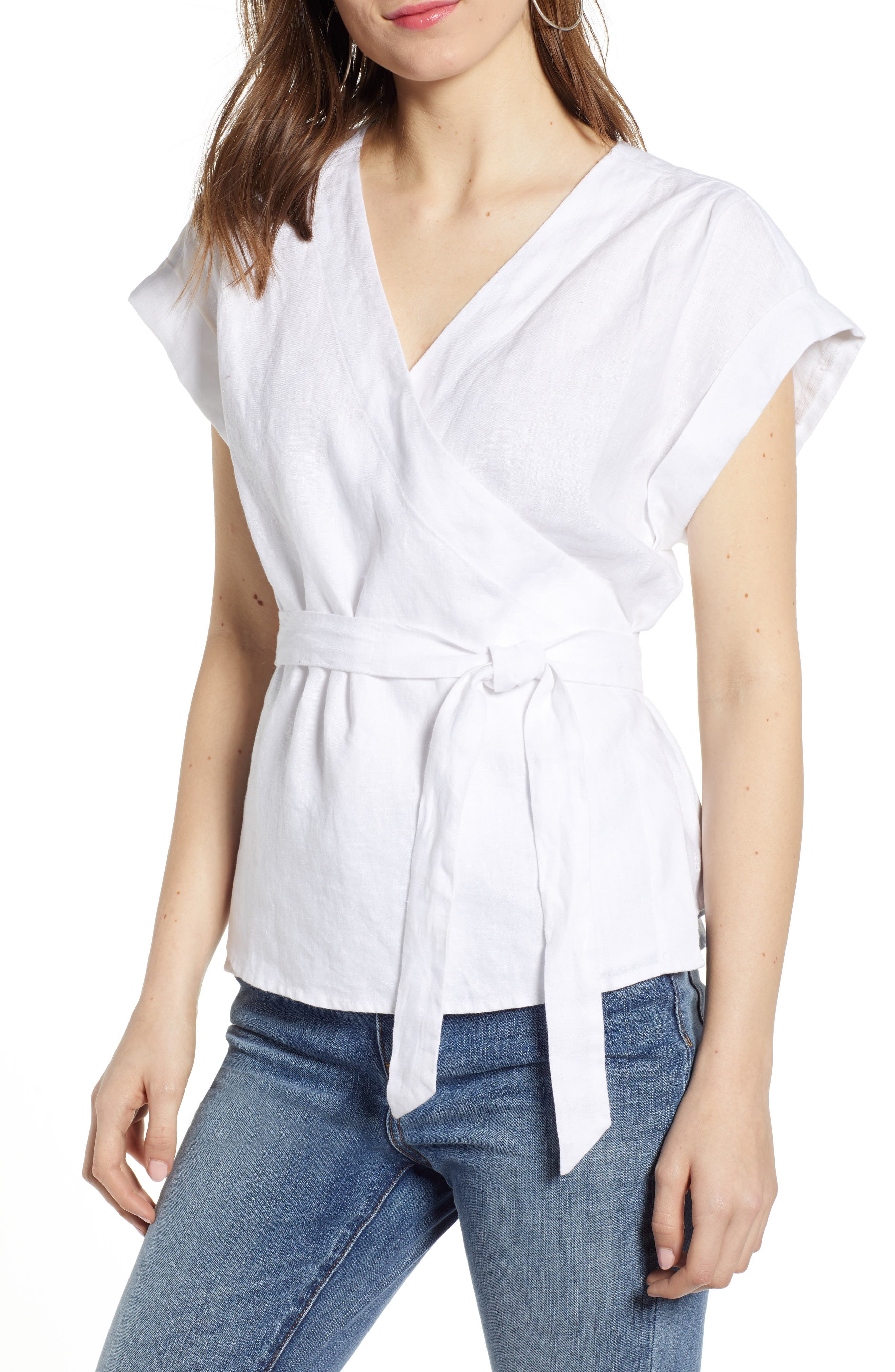 Treasure & Bond Linen Wrap Top Nordstrom