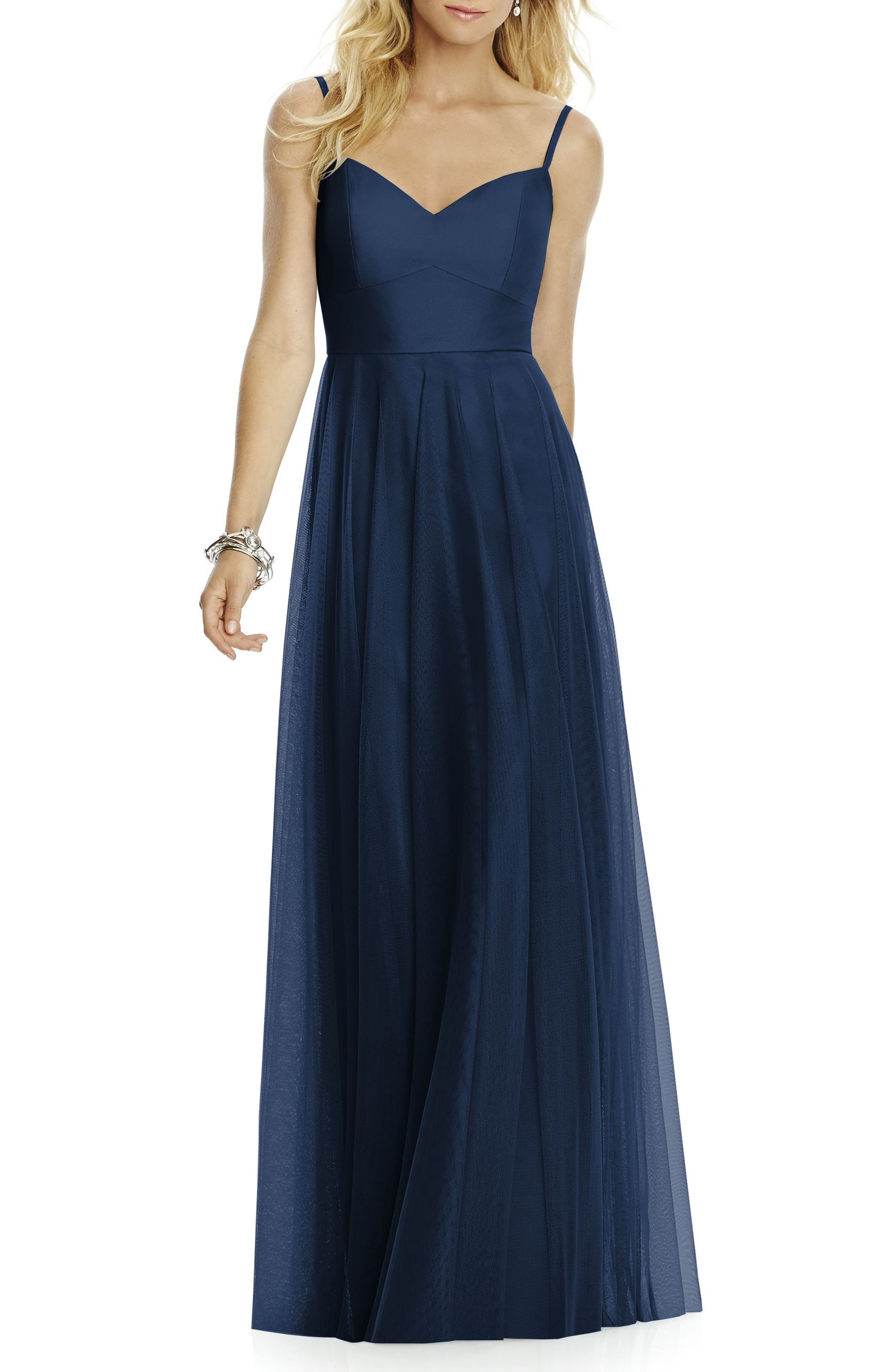 After Six Sleeveless Tulle A-Line Gown, Blue