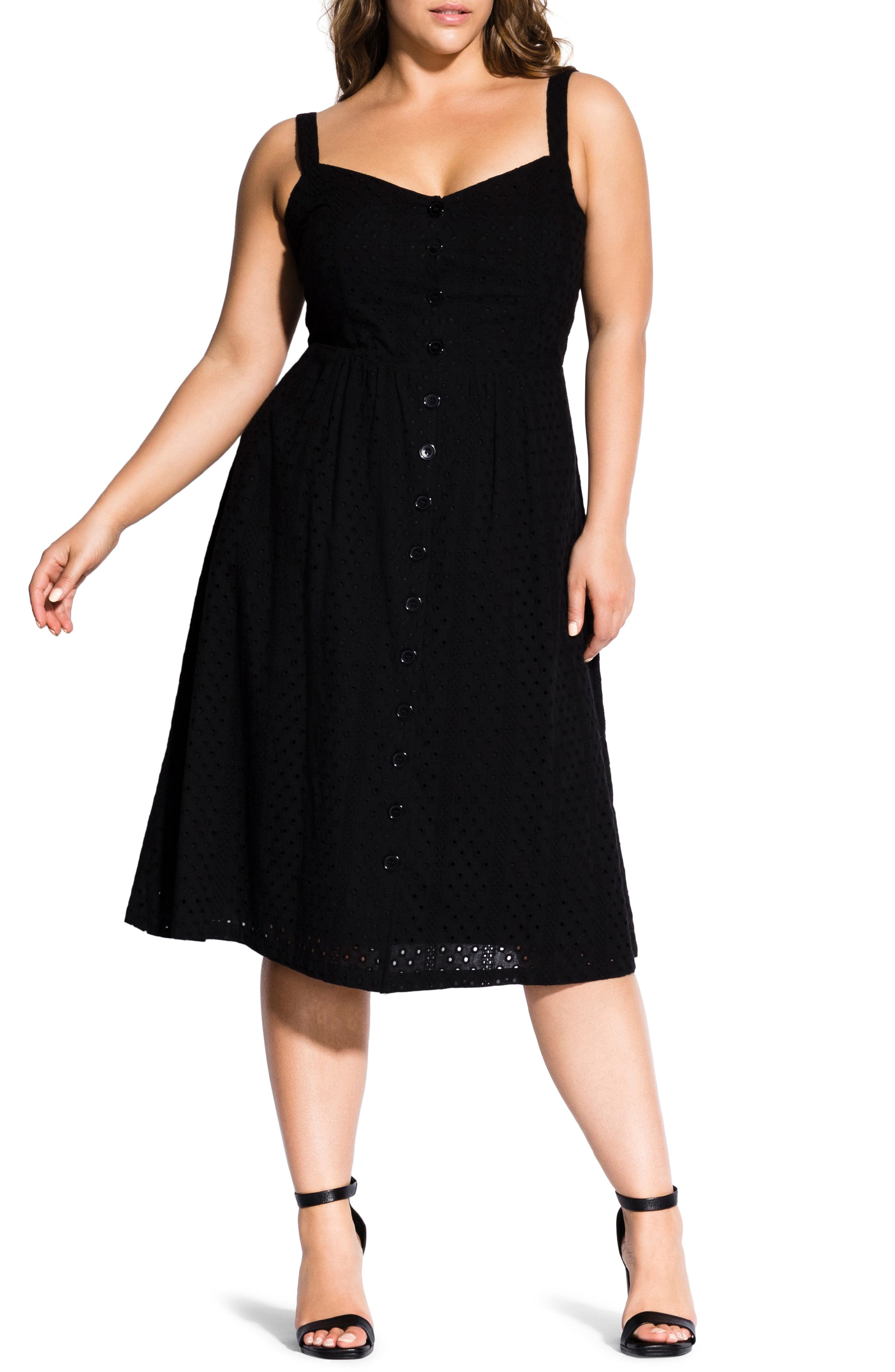 Plus Size City Chic Eyelet Love Dress, Black