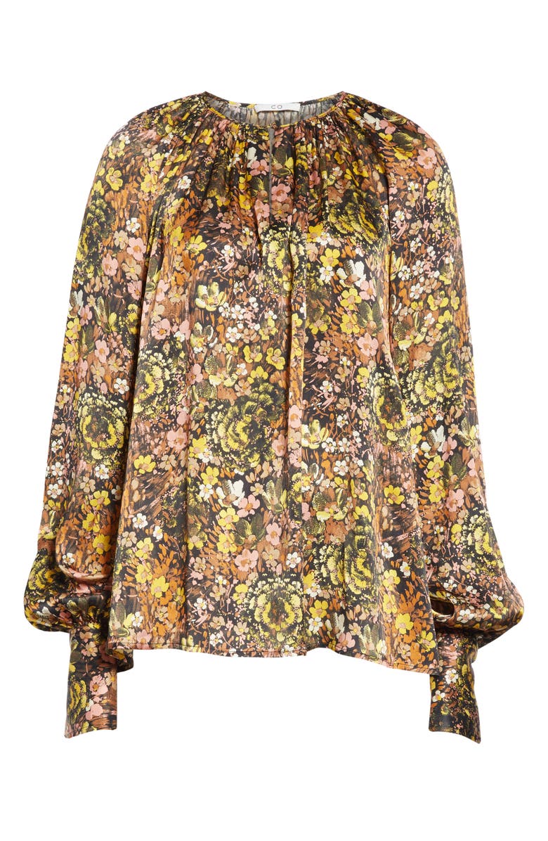 Co Floral Silk Raglan-sleeve Tunic In Multi