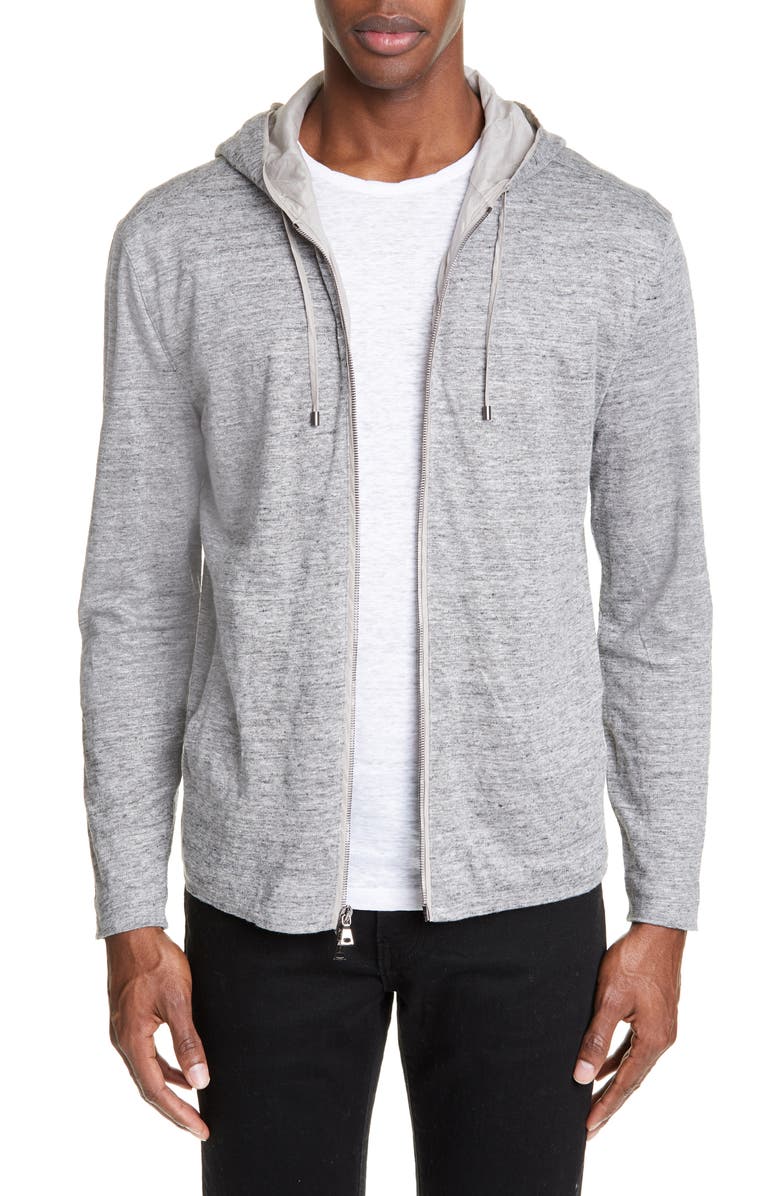 John Varvatos Tops SLIM FIT LINEN ZIP HOODIE