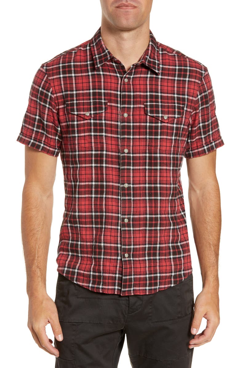 John Varvatos T-shirts DENTON PLAID FLANNEL SPORT SHIRT