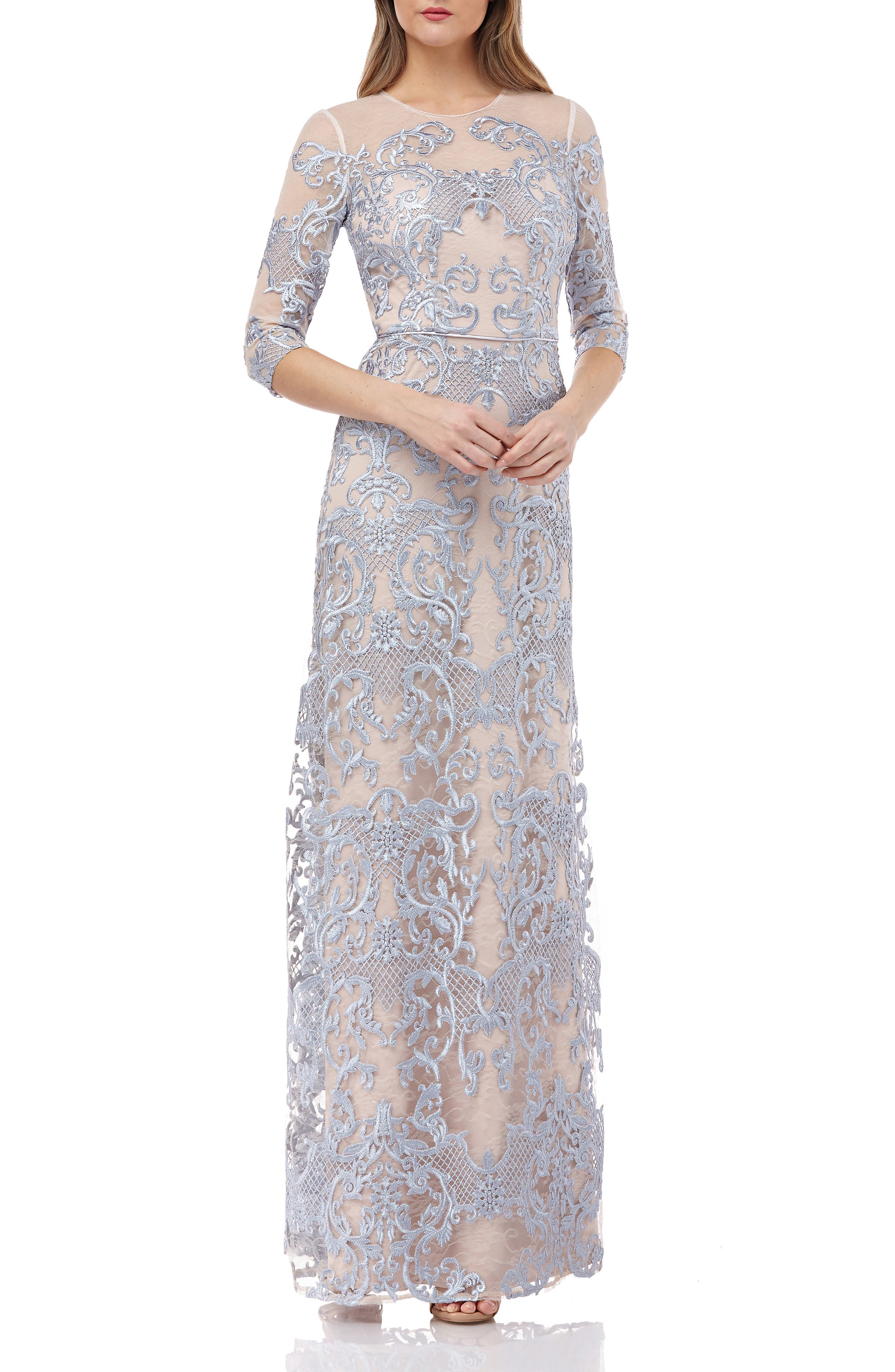 Js Collections Embroidered Lace Maxi Dress, 8 (similar to 16W) - Blue
