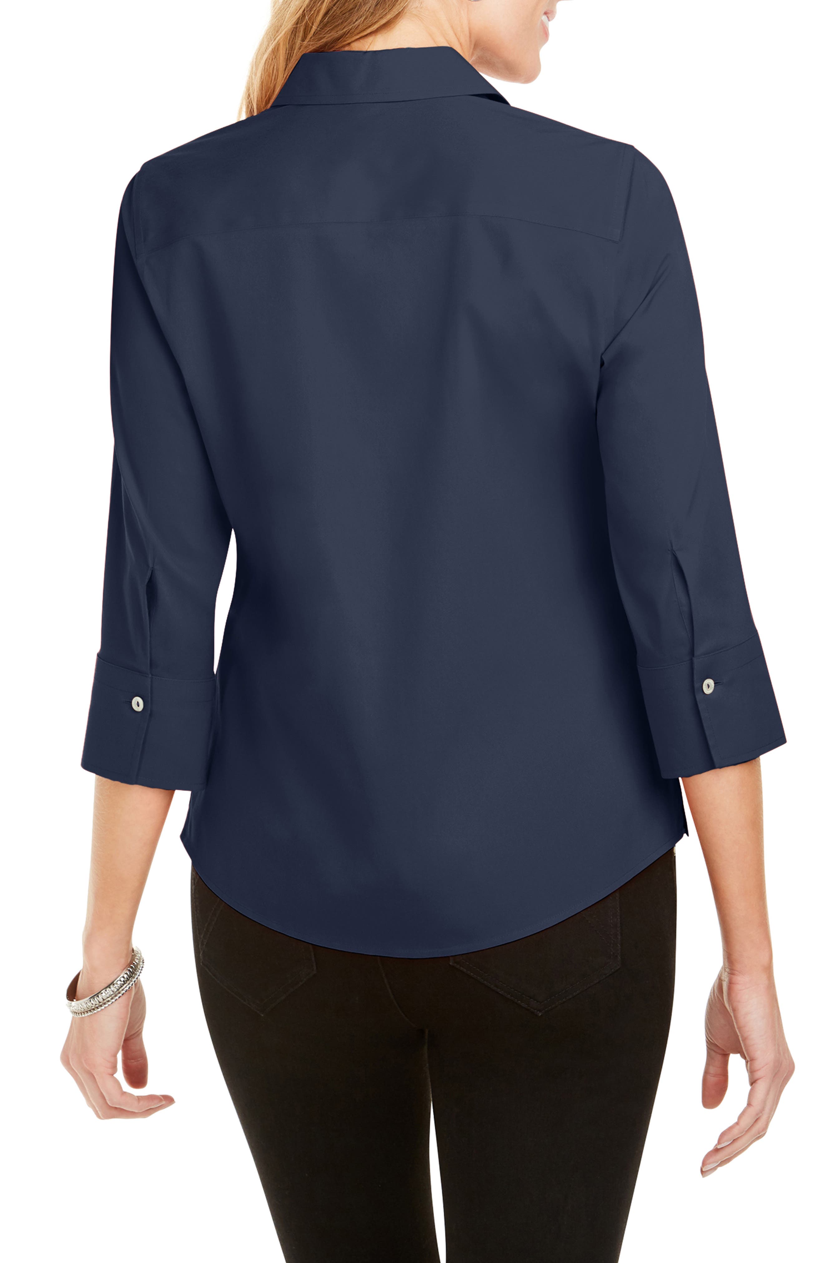 Foxcroft Mary Button-up Blouse In Navy