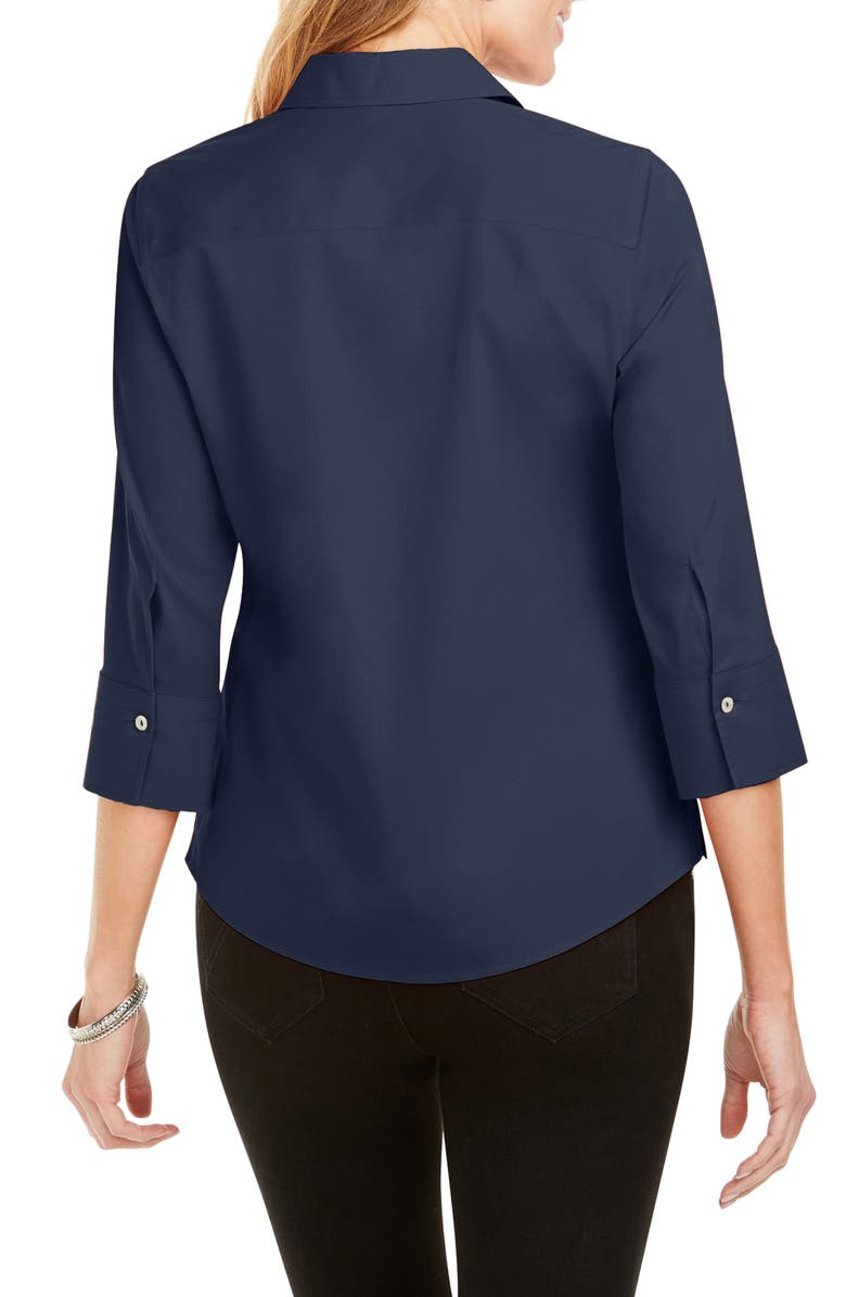 Foxcroft Mary Button-up Blouse In Navy