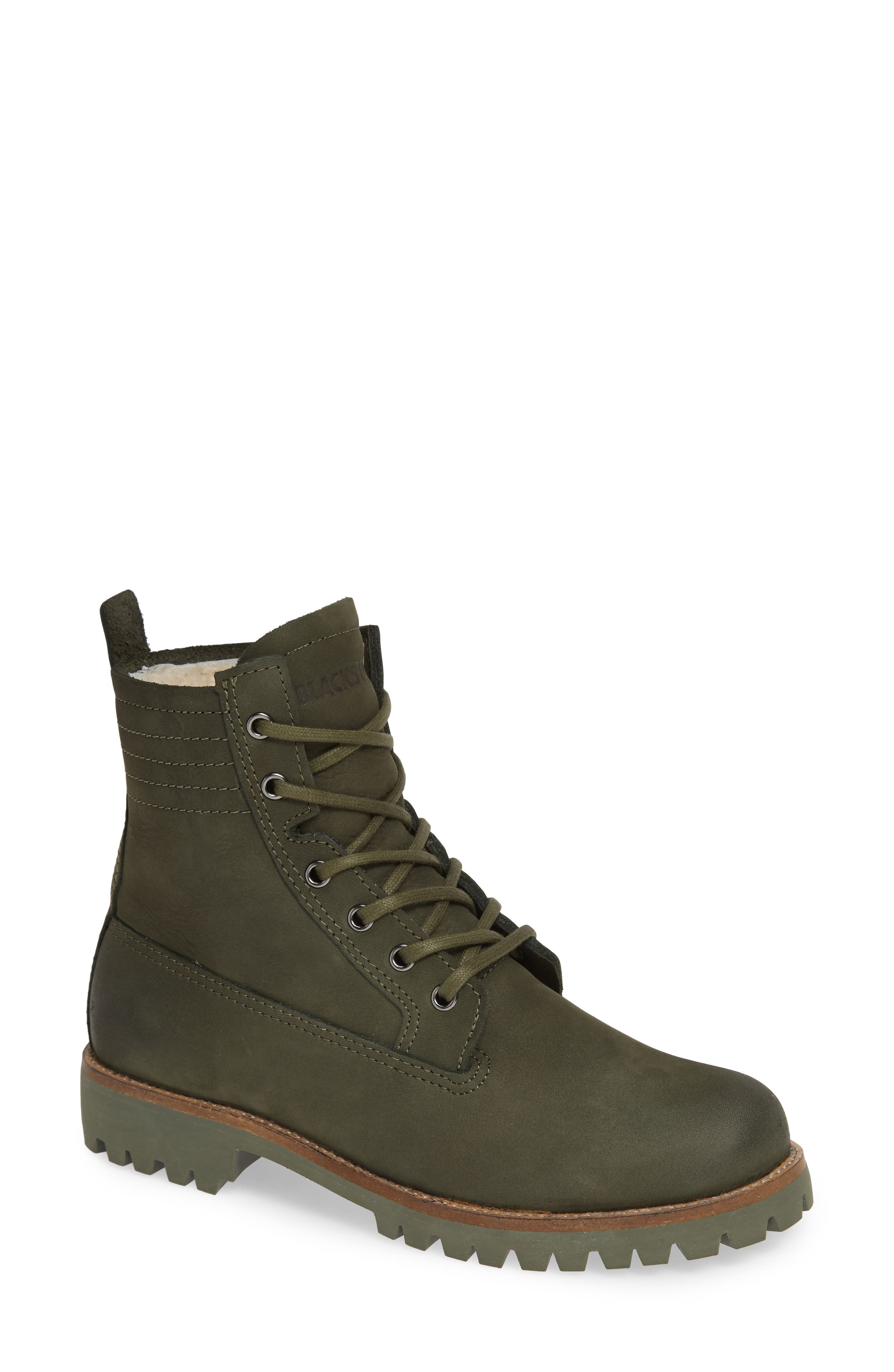 Blackstone Ol22 Lace-Up Boot With Genuine Shearling Lining Green