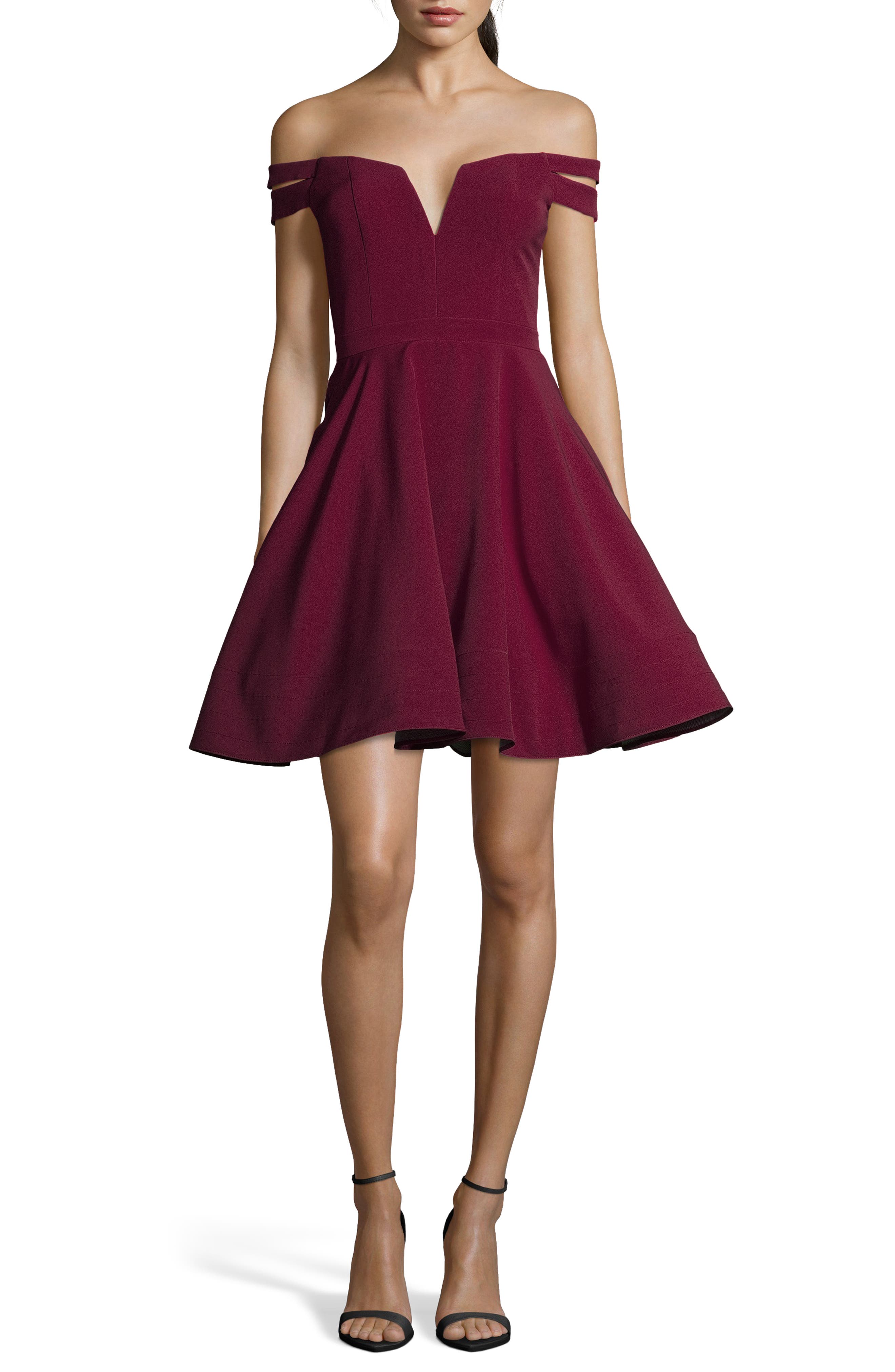 Xscape Double Strap Off The Shoulder Party Dress, Red