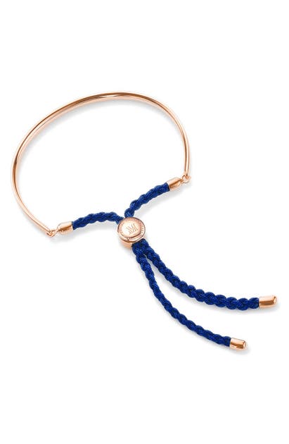 Monica Vinader Engravable Fiji Friendship Bracelet In Rose Gold/ Royal Blue