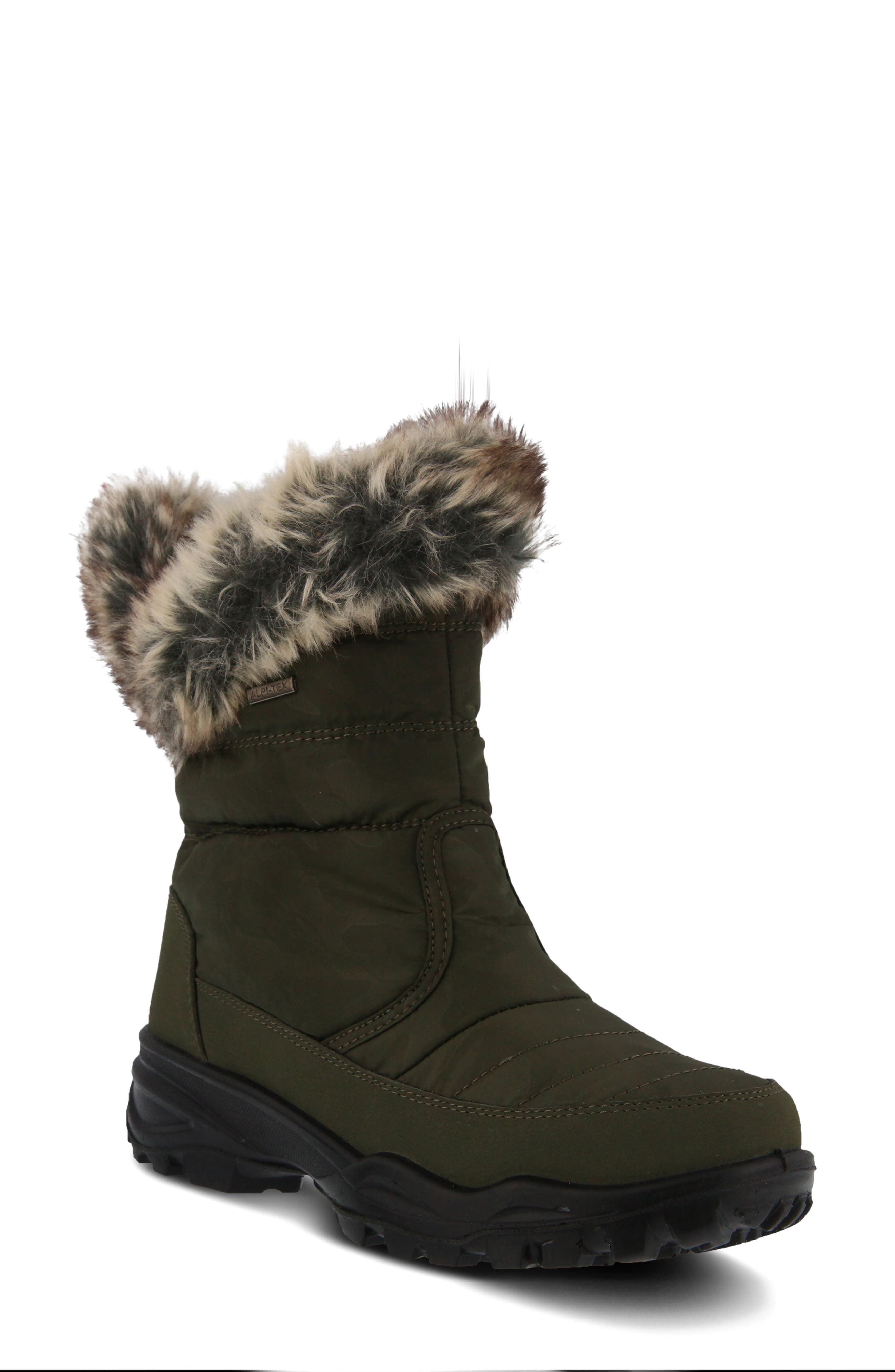Spring Step Korine Waterproof Faux Fur Bootie - Green
