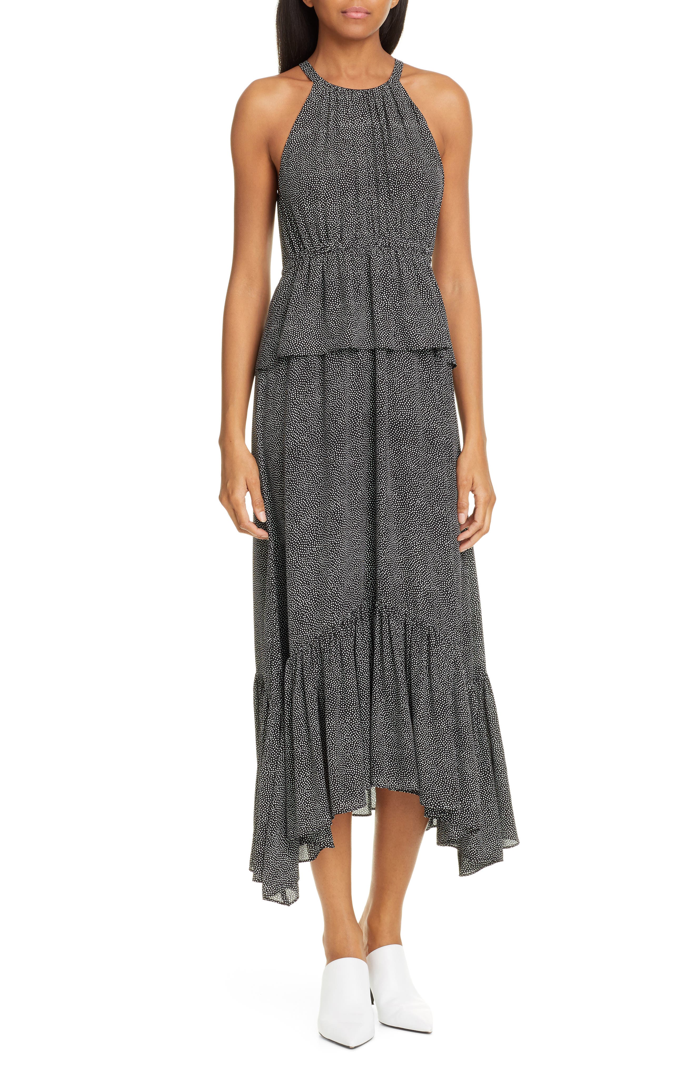 A.l.c. Rosa Polka Dot Silk Dress, Black