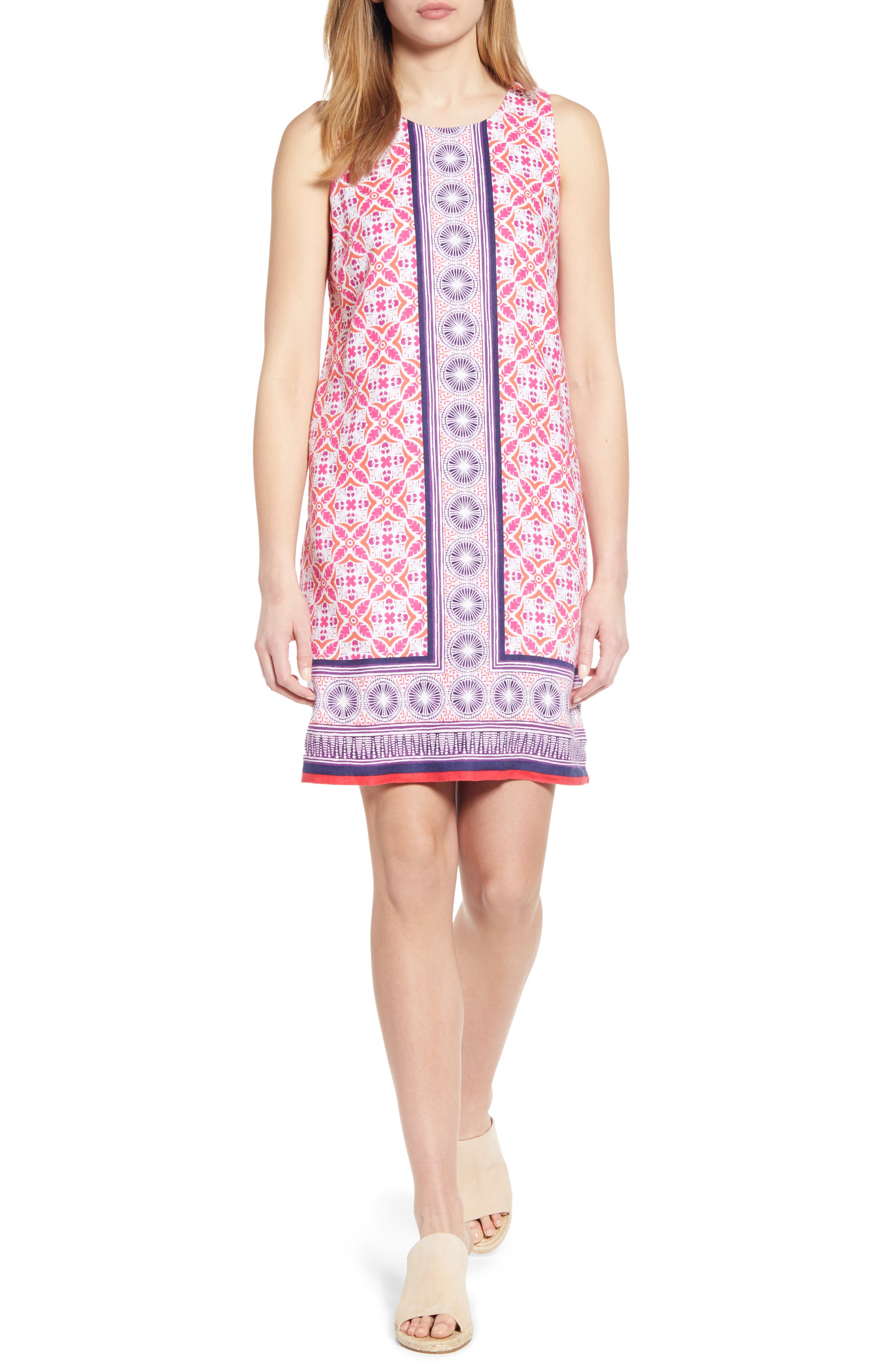 Tommy Bahama Tropical Terrazza Linen Shift Dress, Pink