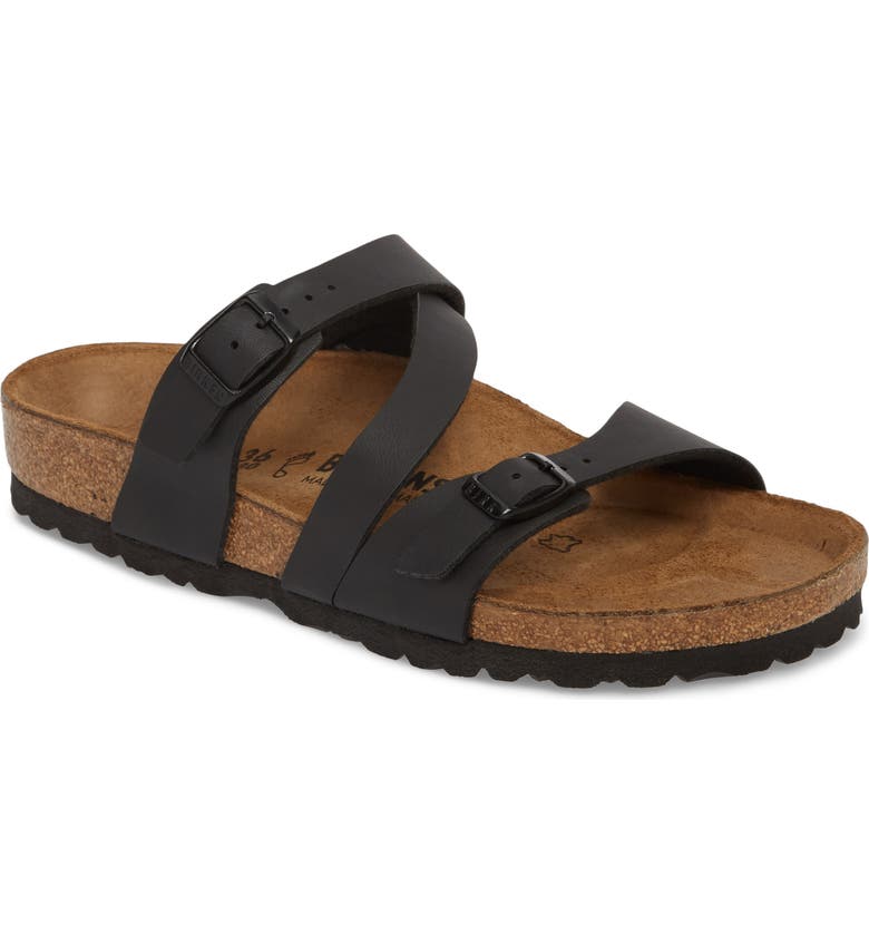 Click to view more detailed imagery on our partner's website Birkenstock Salina Slide Sandal In Black/ Black Leather