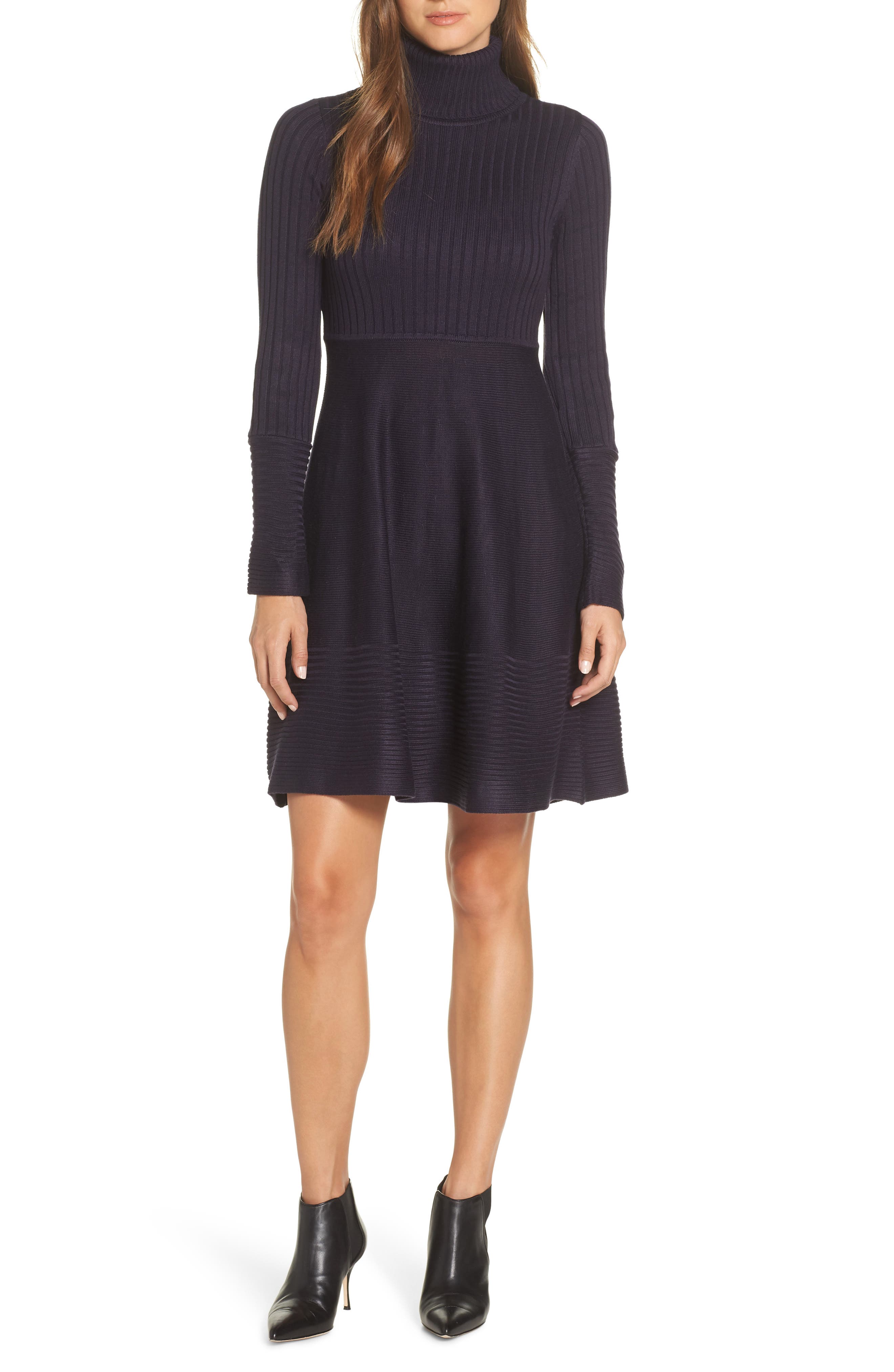 Eliza J Turtleneck Sweater Dress, Blue