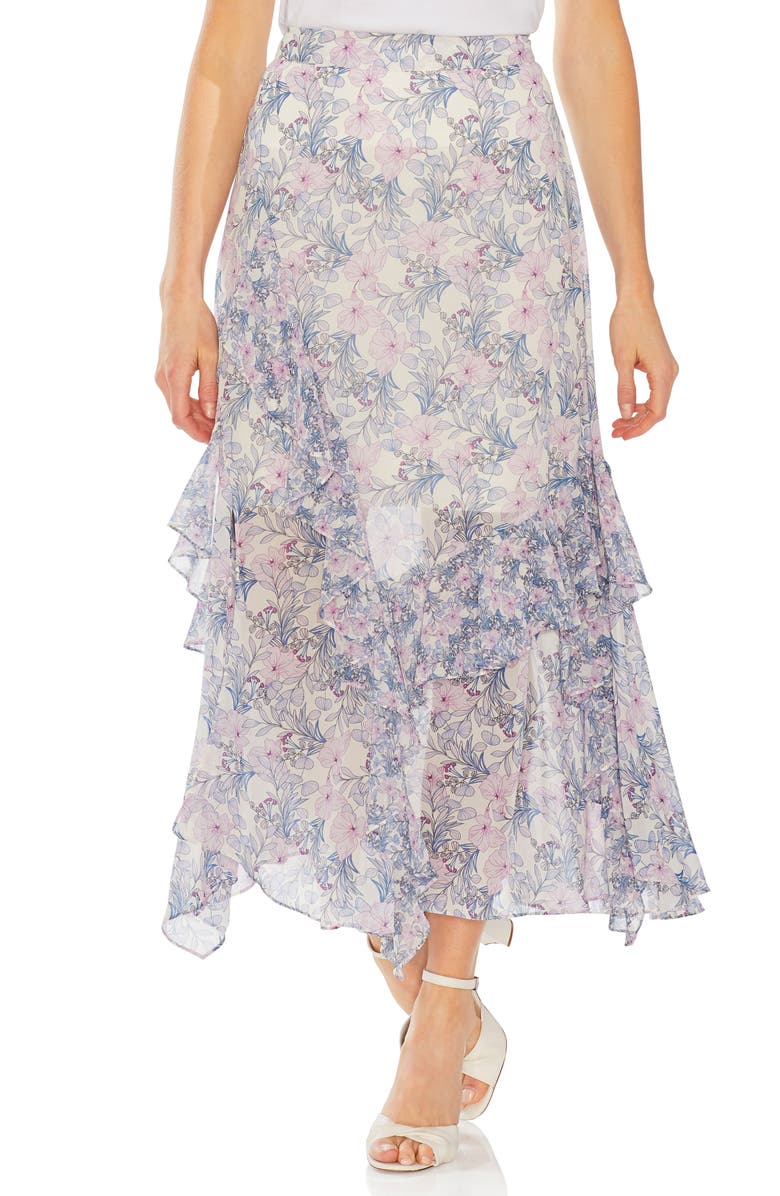 Vince Camuto Skirts CHARMING FLORAL TIERED RUFFLE SKIRT