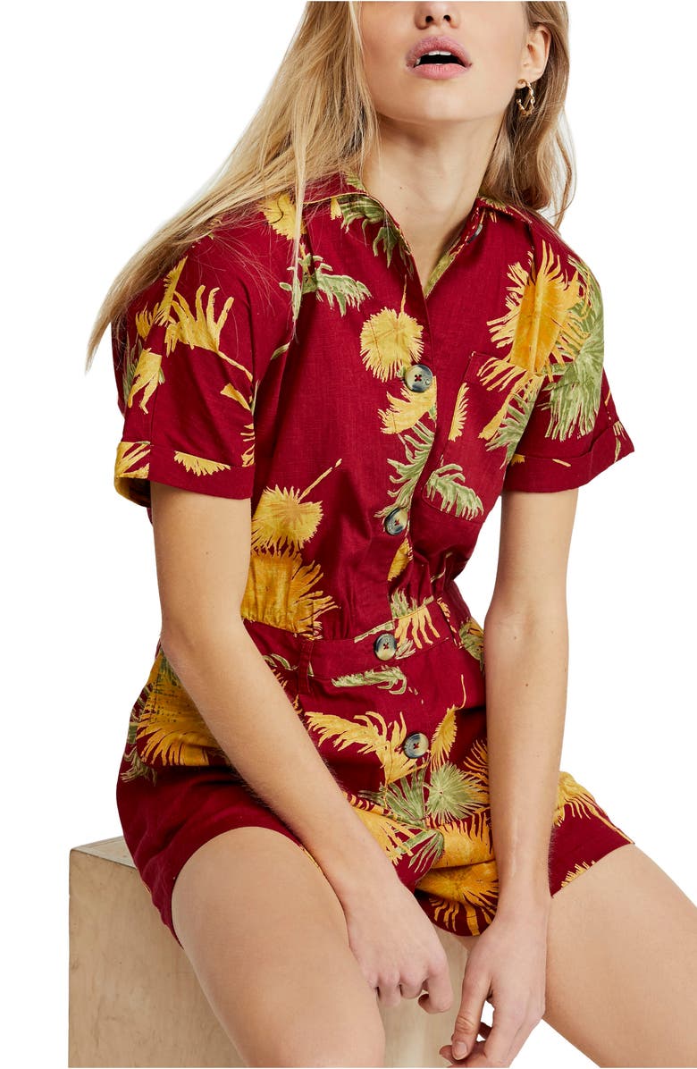 Shop Free People Malibu Romper In Red Combo