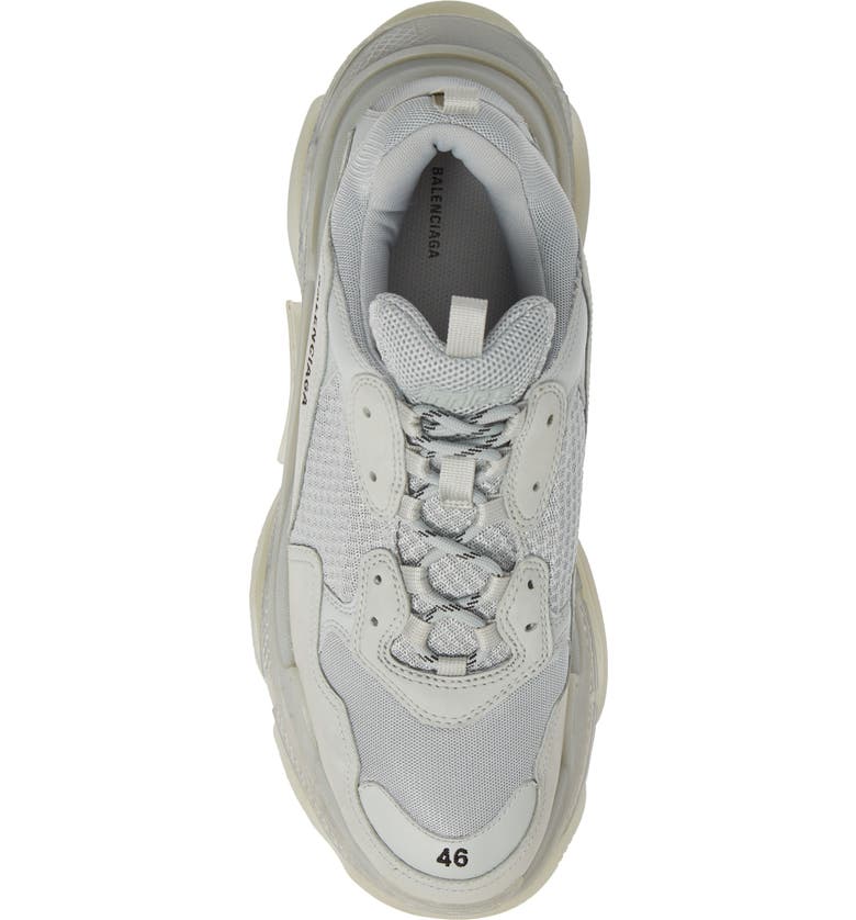 Balenciaga Triple S Clear Sole Mesh, Nubuck And Leather Sneakers In Grey