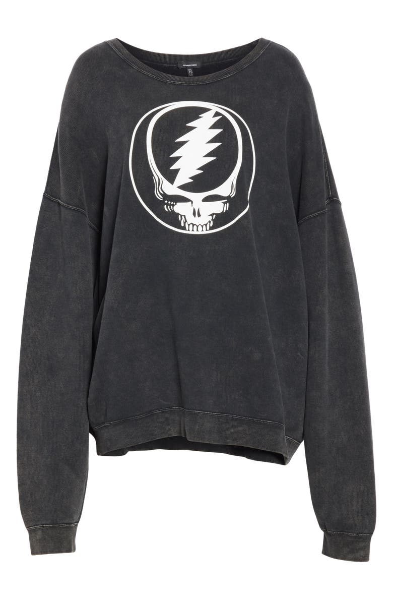 R13 Steal Your Face Oversized Graphic Sweatshirt In Acid Black