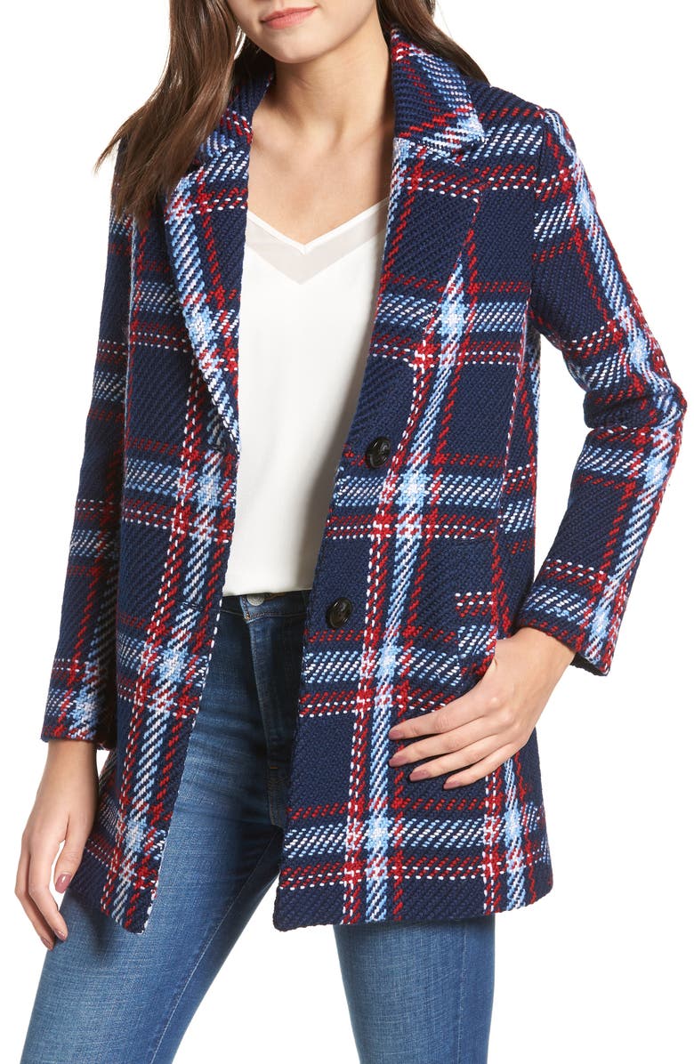 English Factory Single Breasted Plaid Coat | Nordstrom