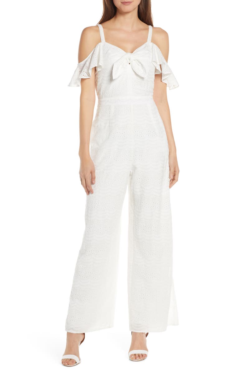 Julia Jordan Suits COLD SHOULDER EYELET JUMPSUIT