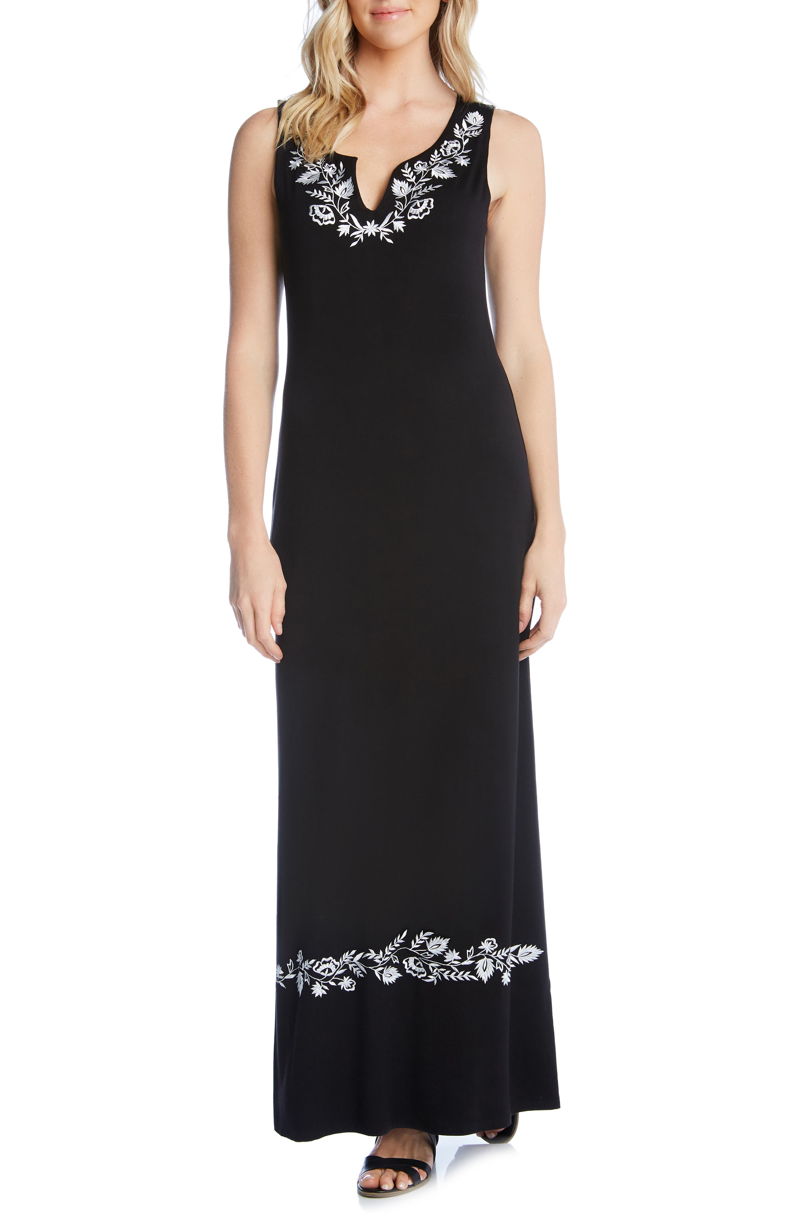 Karen Kane Embroidered Maxi Dress, Black