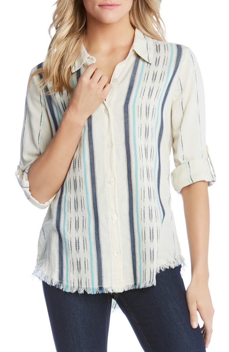 Karen Kane T-shirts FRINGE HEM SHIRT