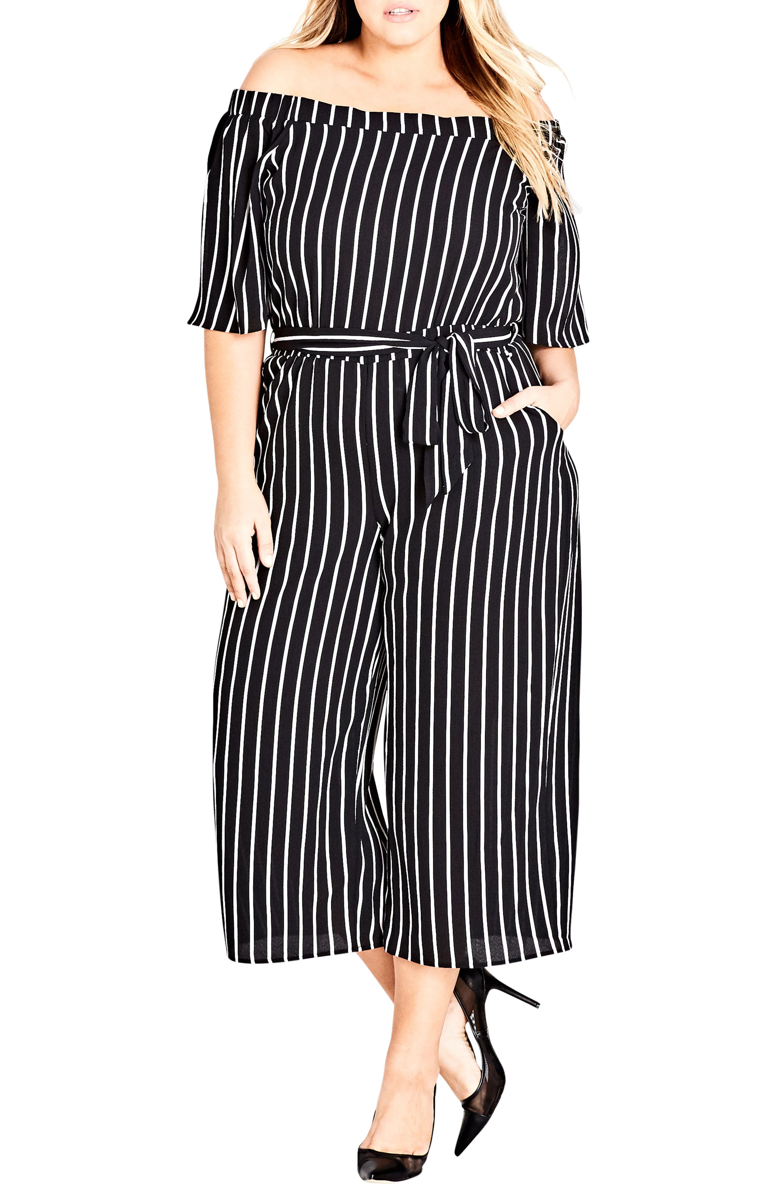 City Chic Strip Play Jumpsuit