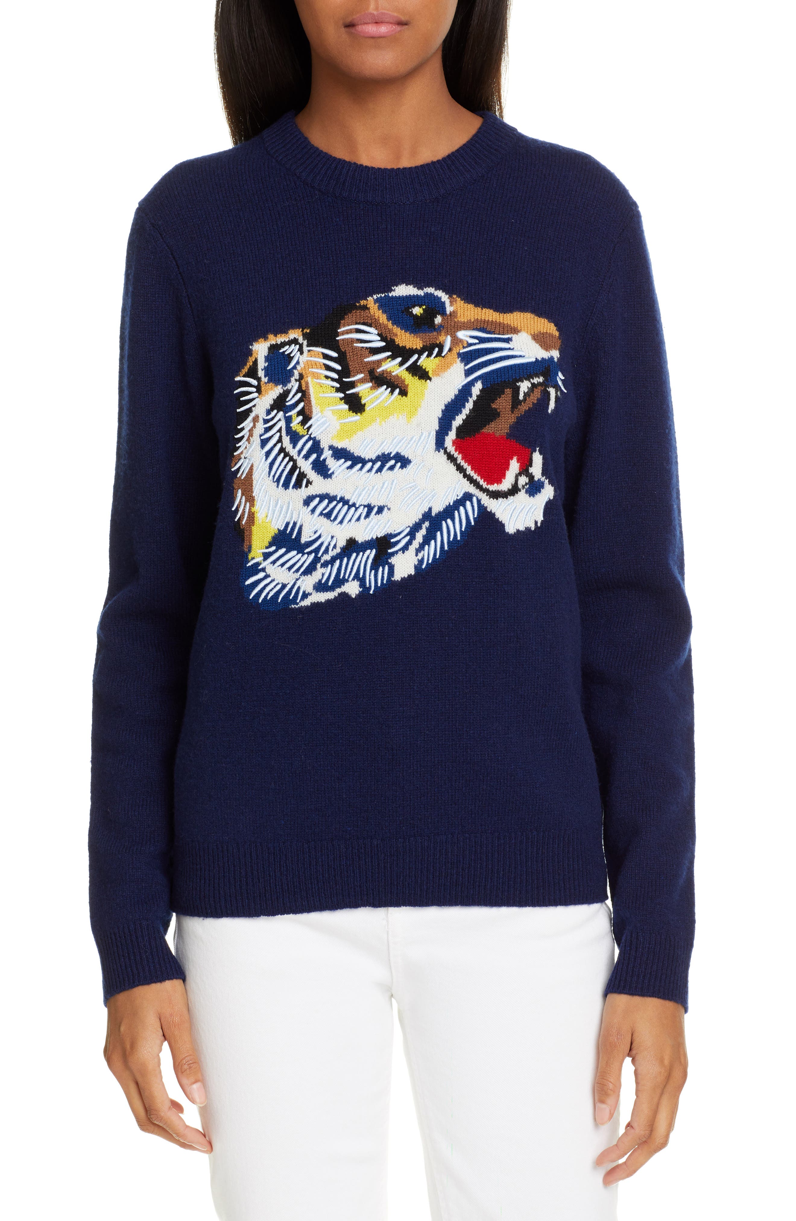 Kenzo Tiger Head Wool Sweater, Blue
