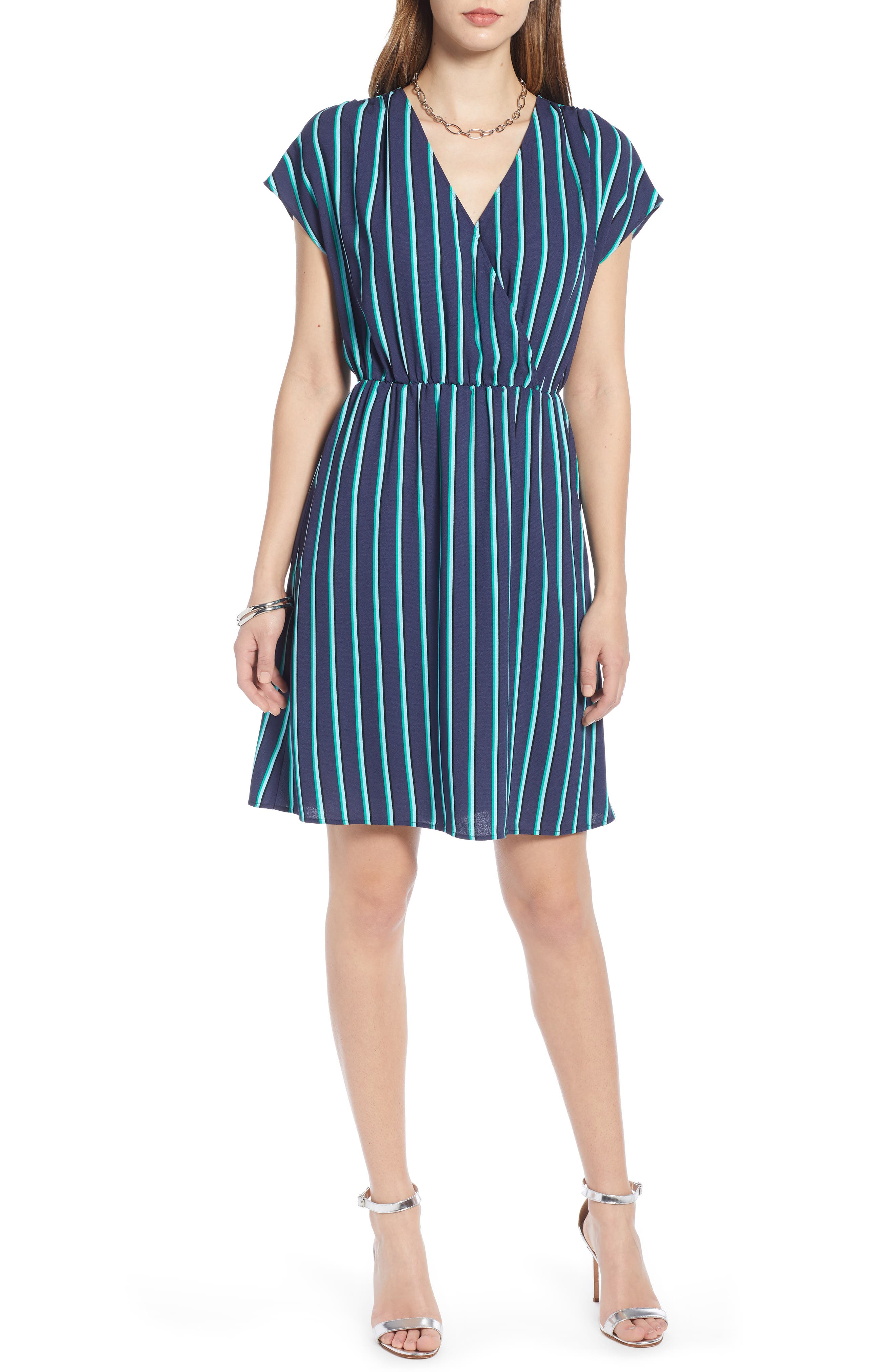 Halogen Faux Wrap Dress, Blue