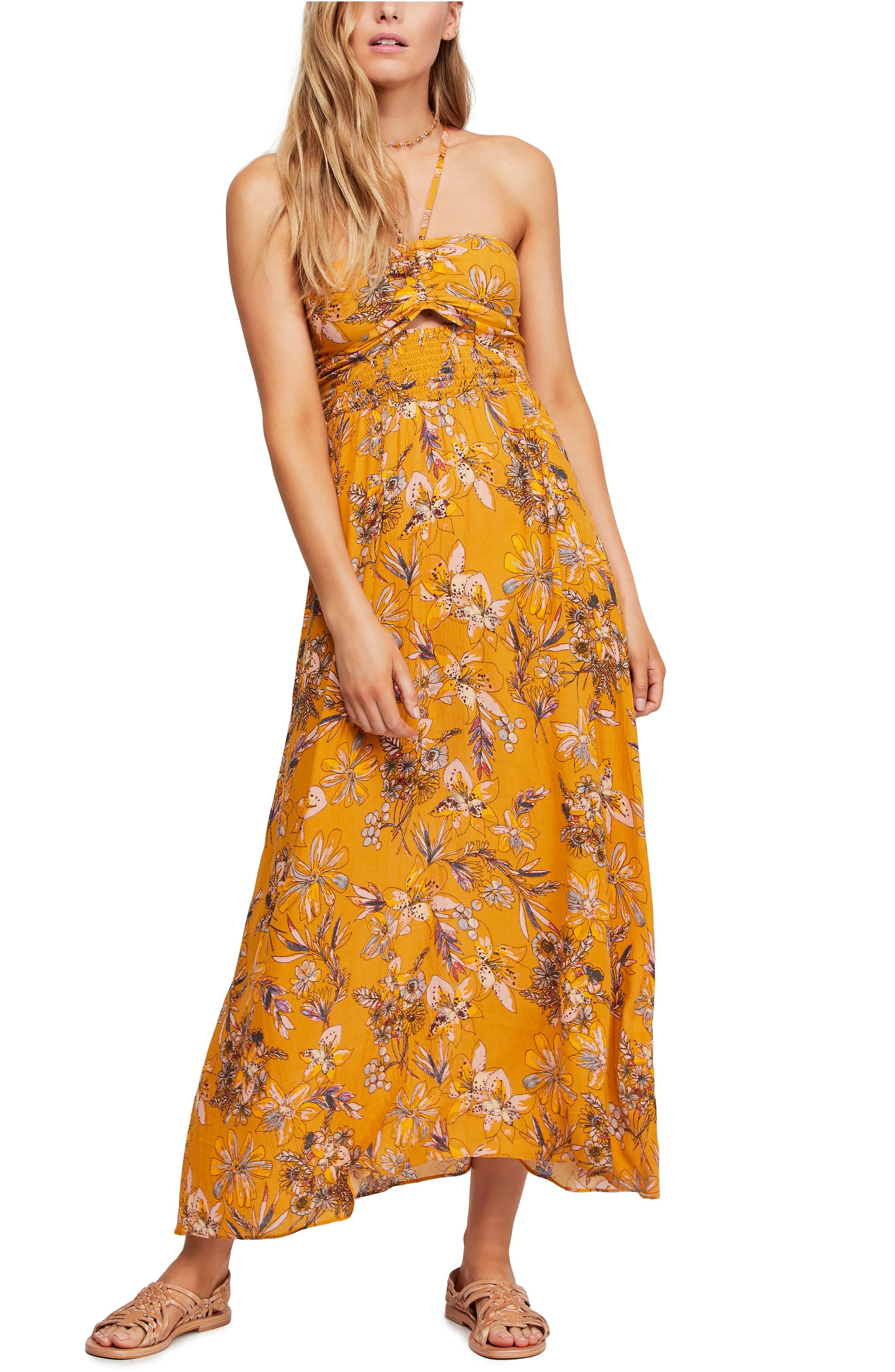 Free People One Step Ahead Maxi Dress, Metallic