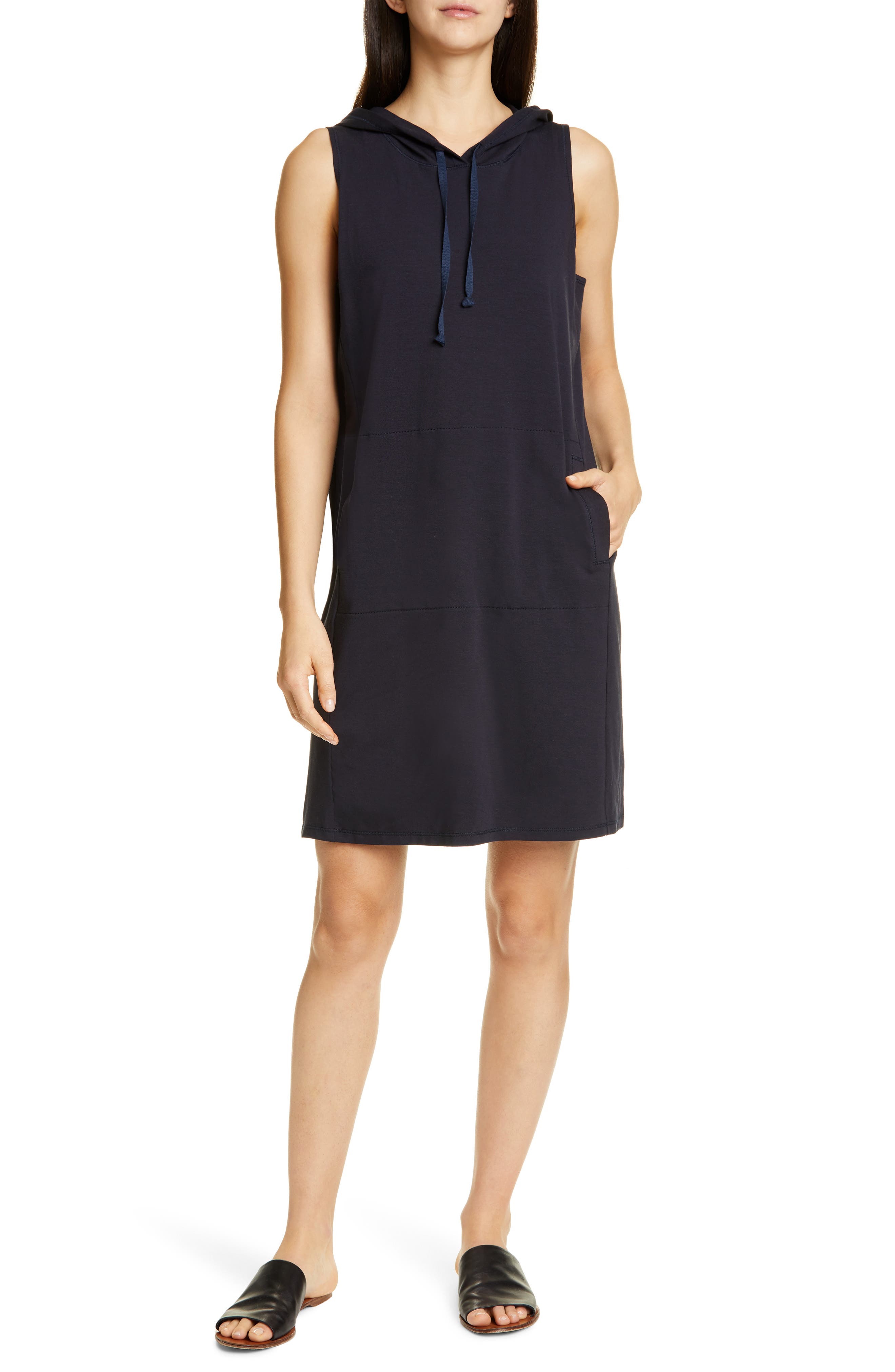 Eileen Fisher Hooded Sleeveless Dress, Blue