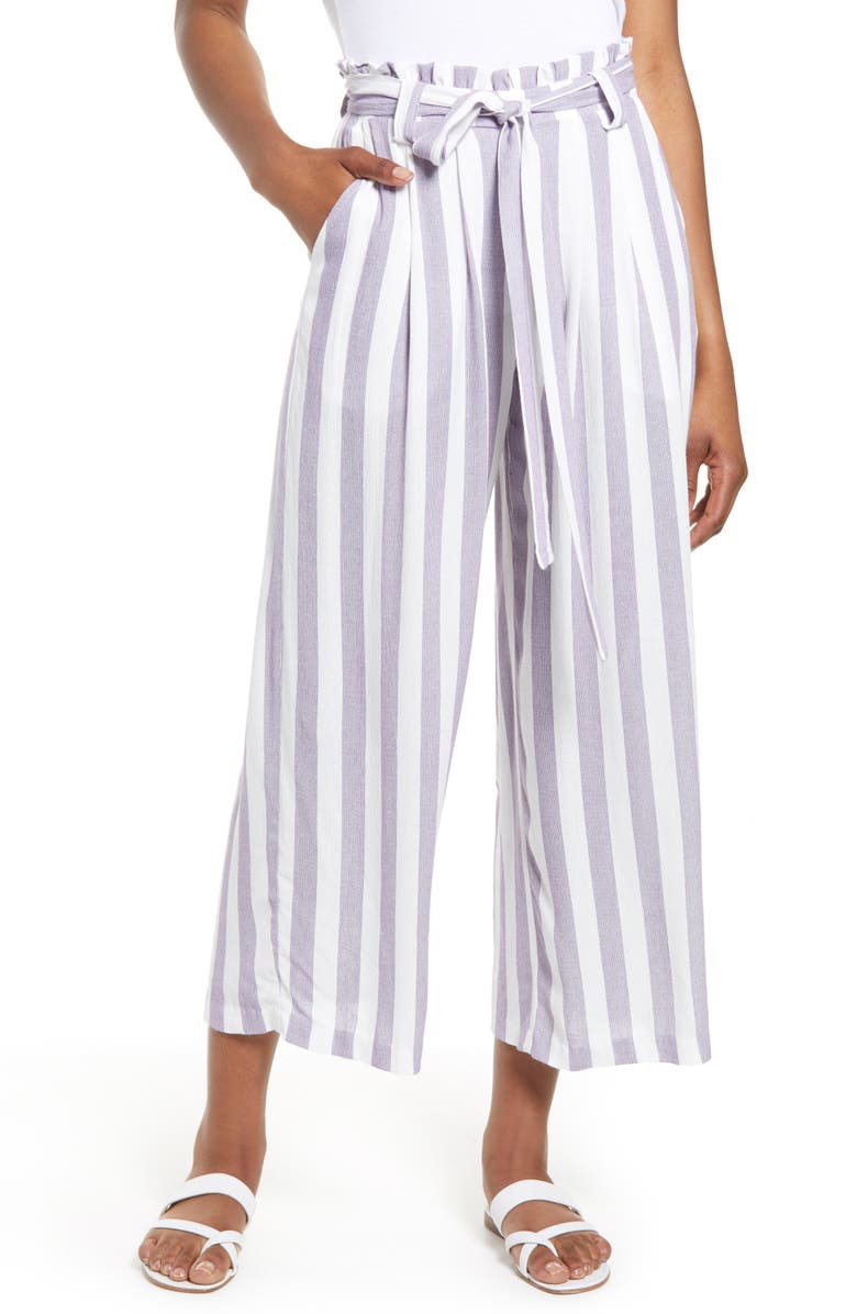 GIBSON x Hi Sugarplum! Sedona Wide Leg Ankle Pants, Main, color, PURPLE STRIPE