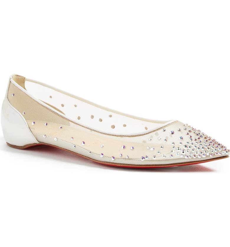 Christian Louboutin Follies Strass Pointy Toe Flat | Nordstrom