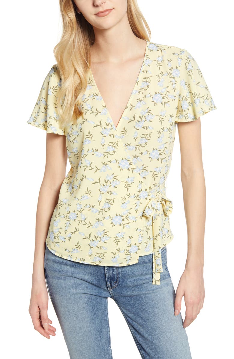 1.state Tops WRAP FRONT BLOSSOM CLUSTER TOP