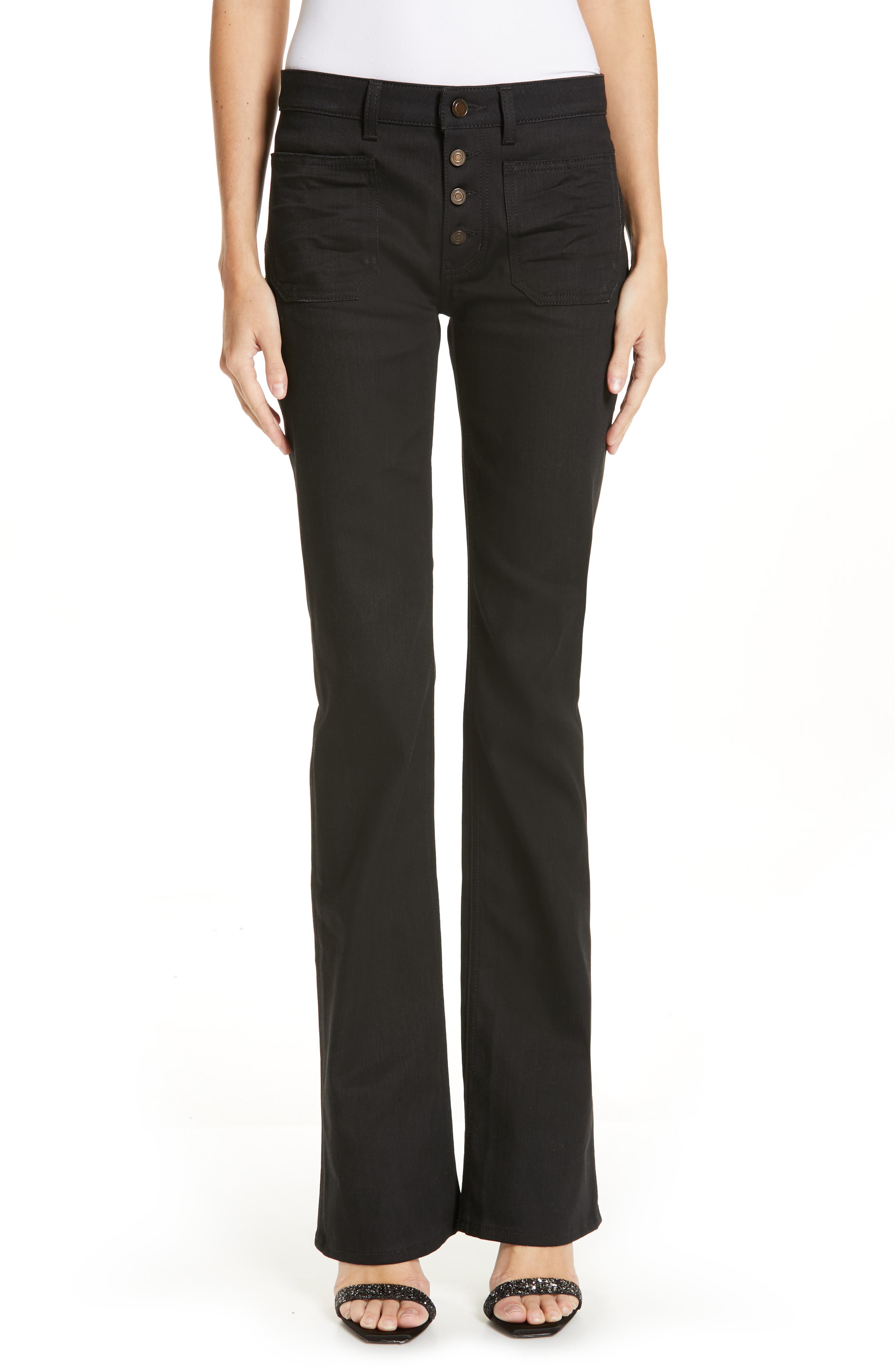 Saint Laurent Patch Pocket Flare Jeans (Used Black) Nordstrom