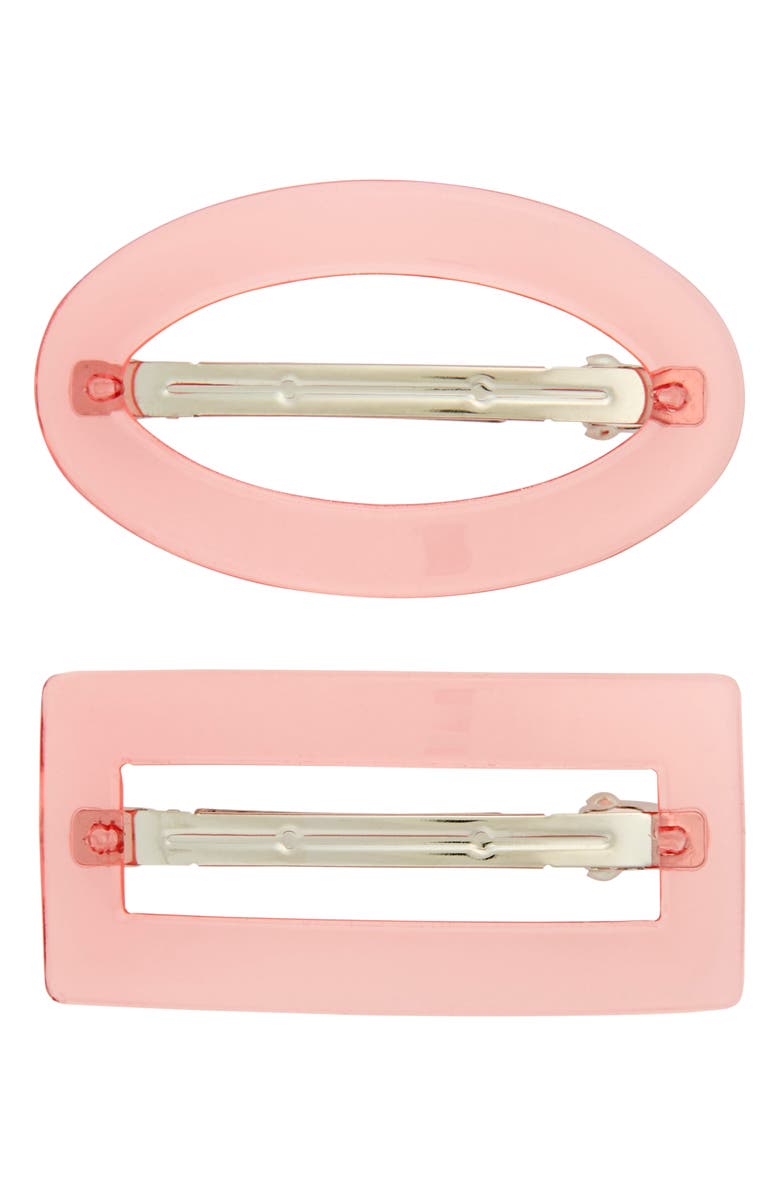 CARA Set of 2 Clear Hair Clips, Main, color, NEON PINK