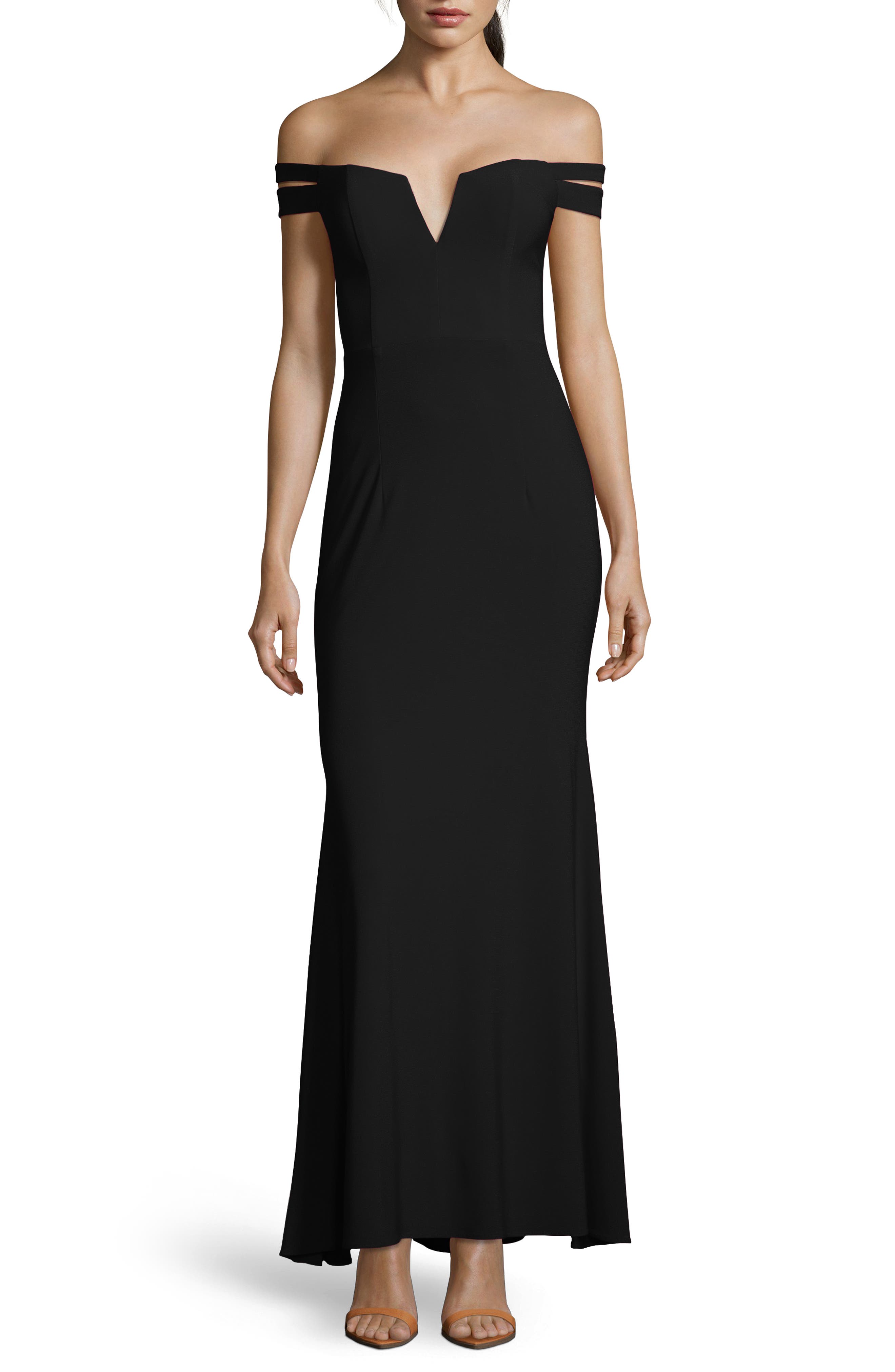 Xscape Off The Shoulder Evening Dress, Black