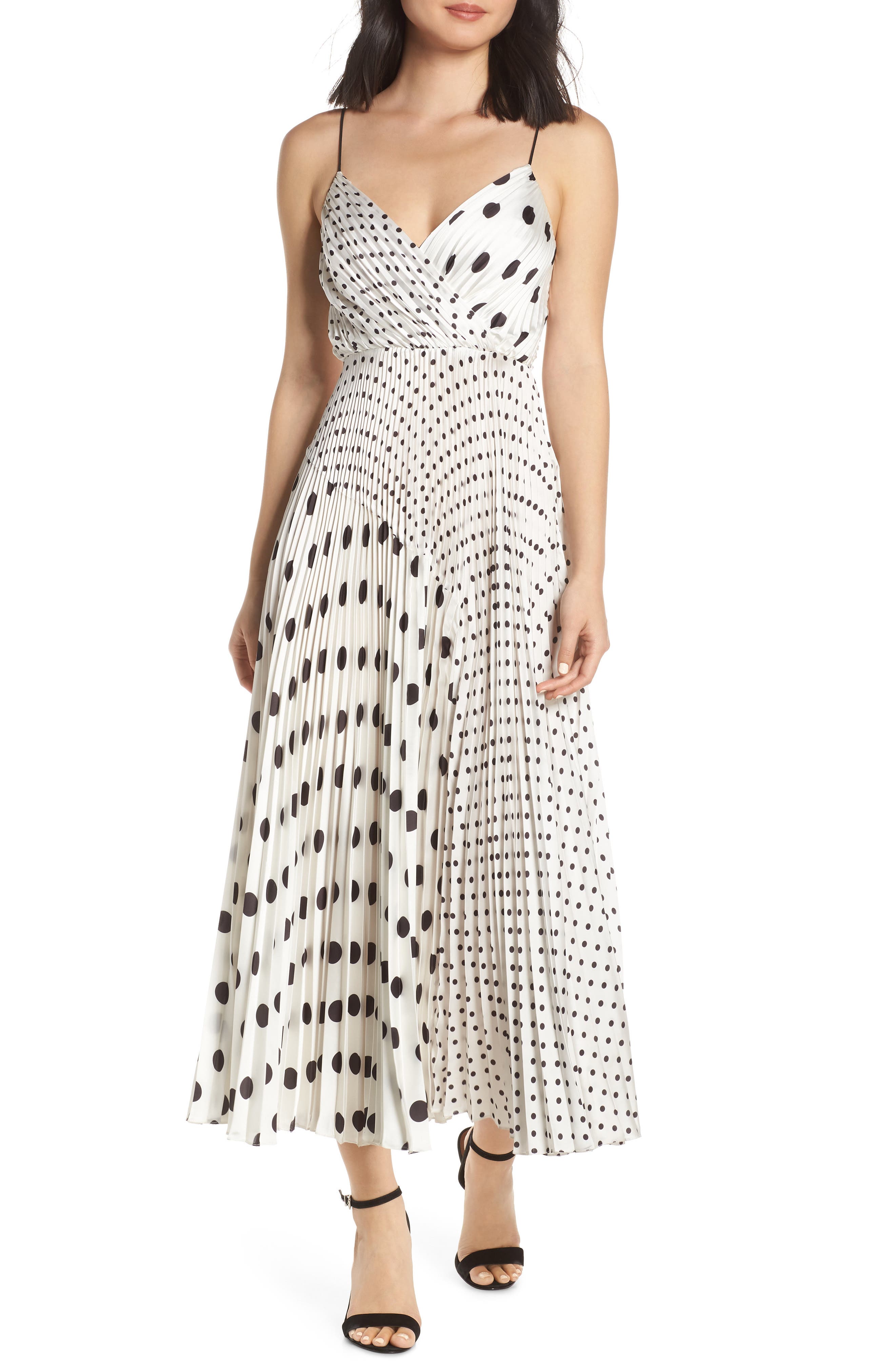 Jill Jill Stuart Polka Dot Mix Print Midi Dress, White