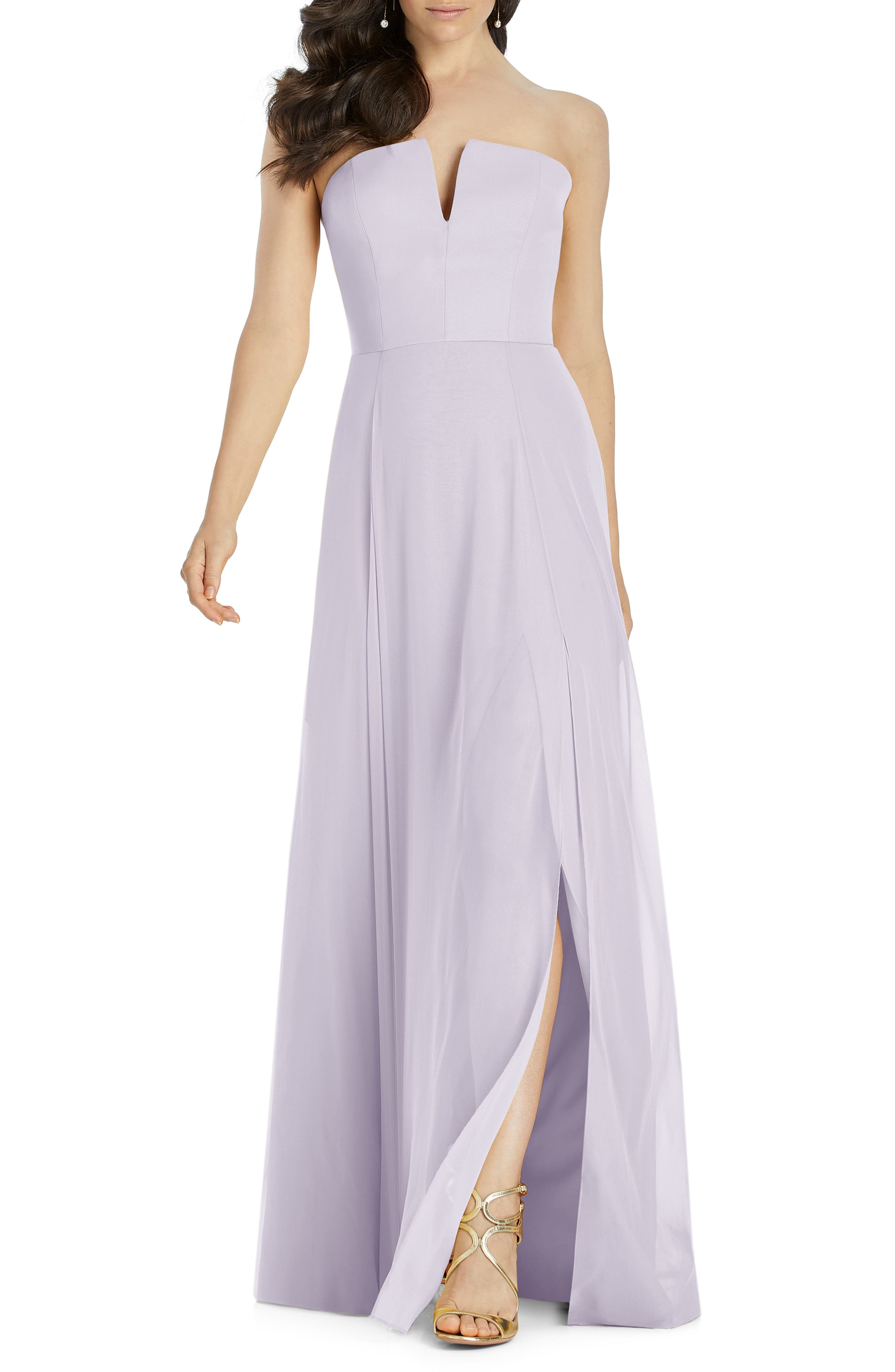 Dessy Collection Strapless Chiffon Evening Dress, Purple