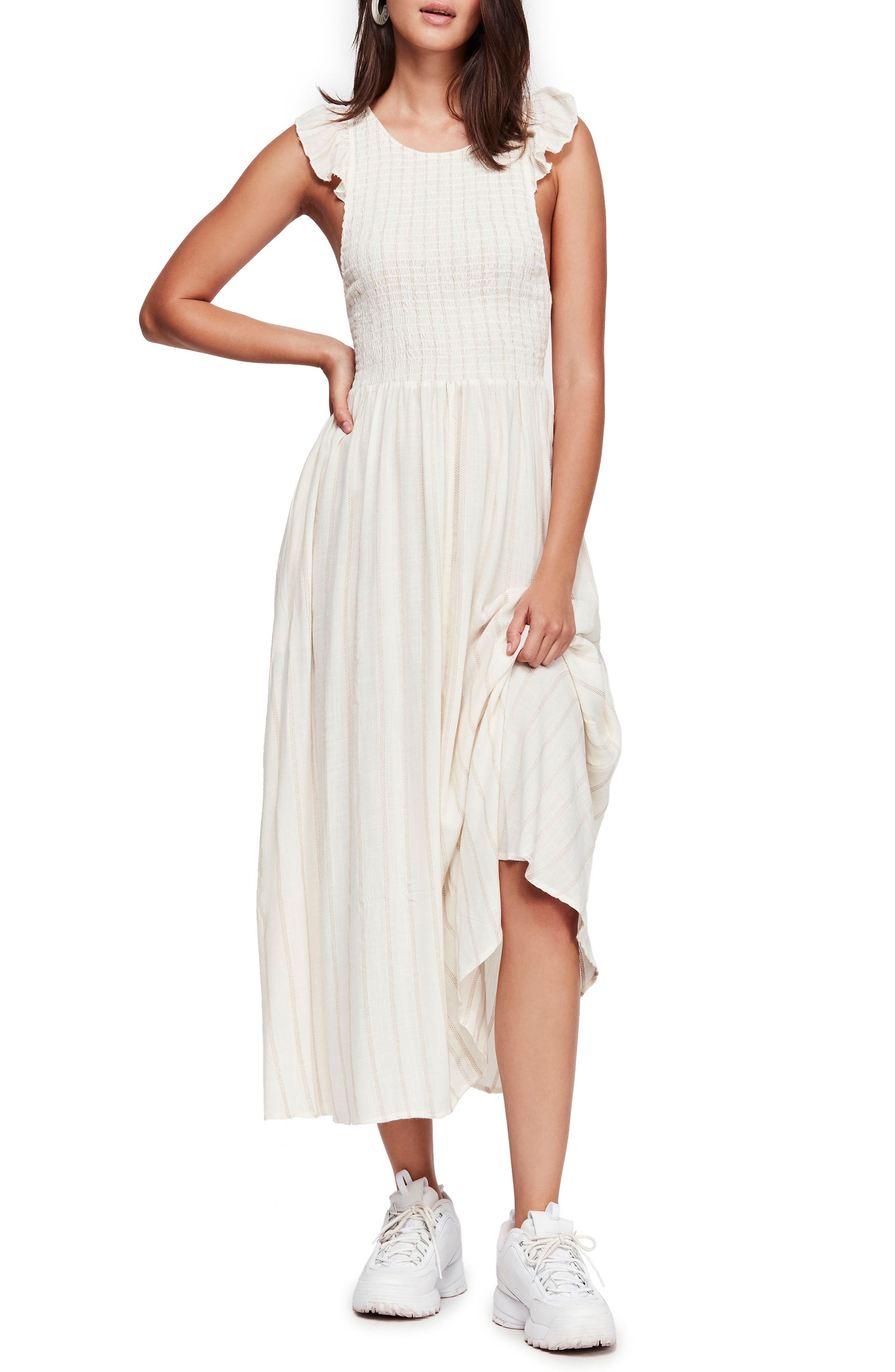Free People Butterflies Chambray Midi Dress, Ivory