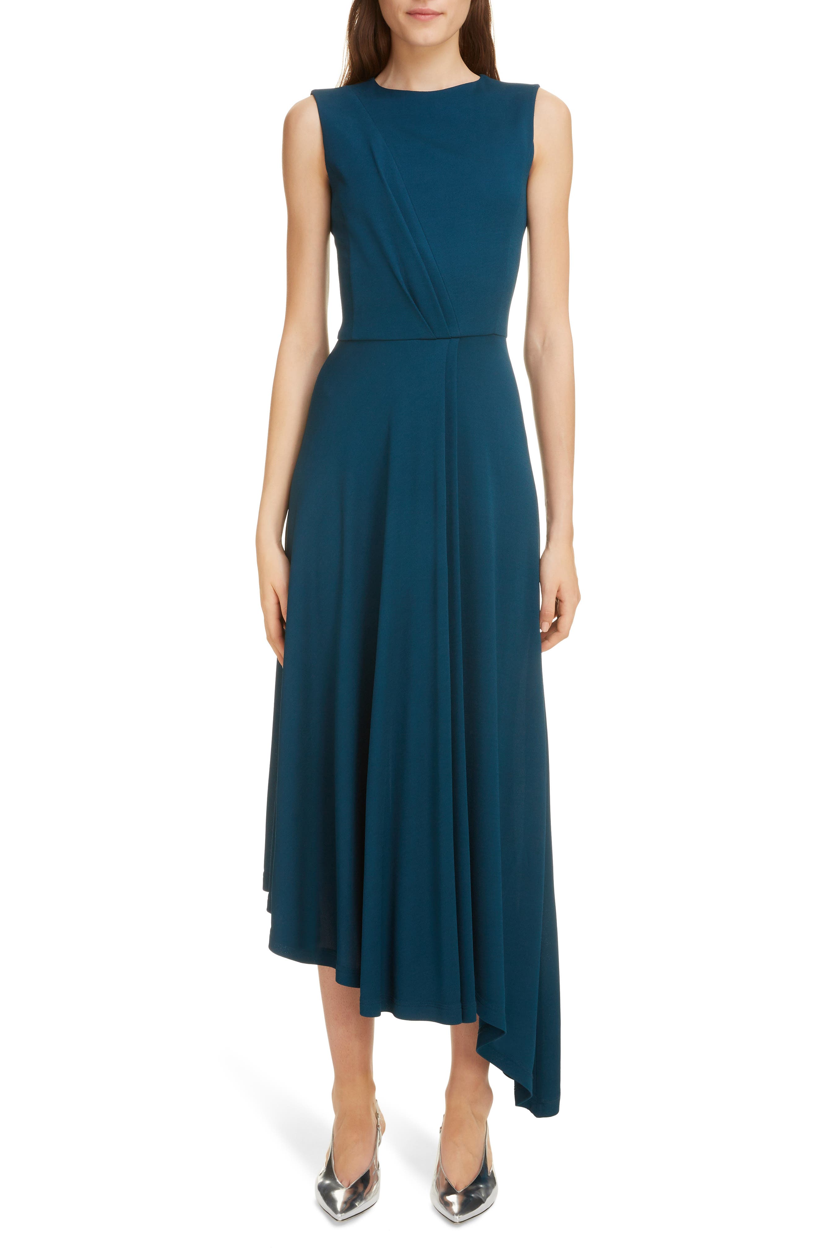 Givenchy Gathered Jersey Midi Dress, 8 FR - Blue