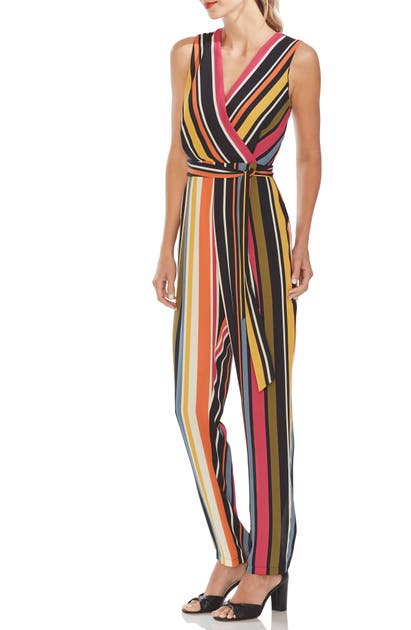 Vince Camuto Suits STRIPE BELTED JUMPSUIT