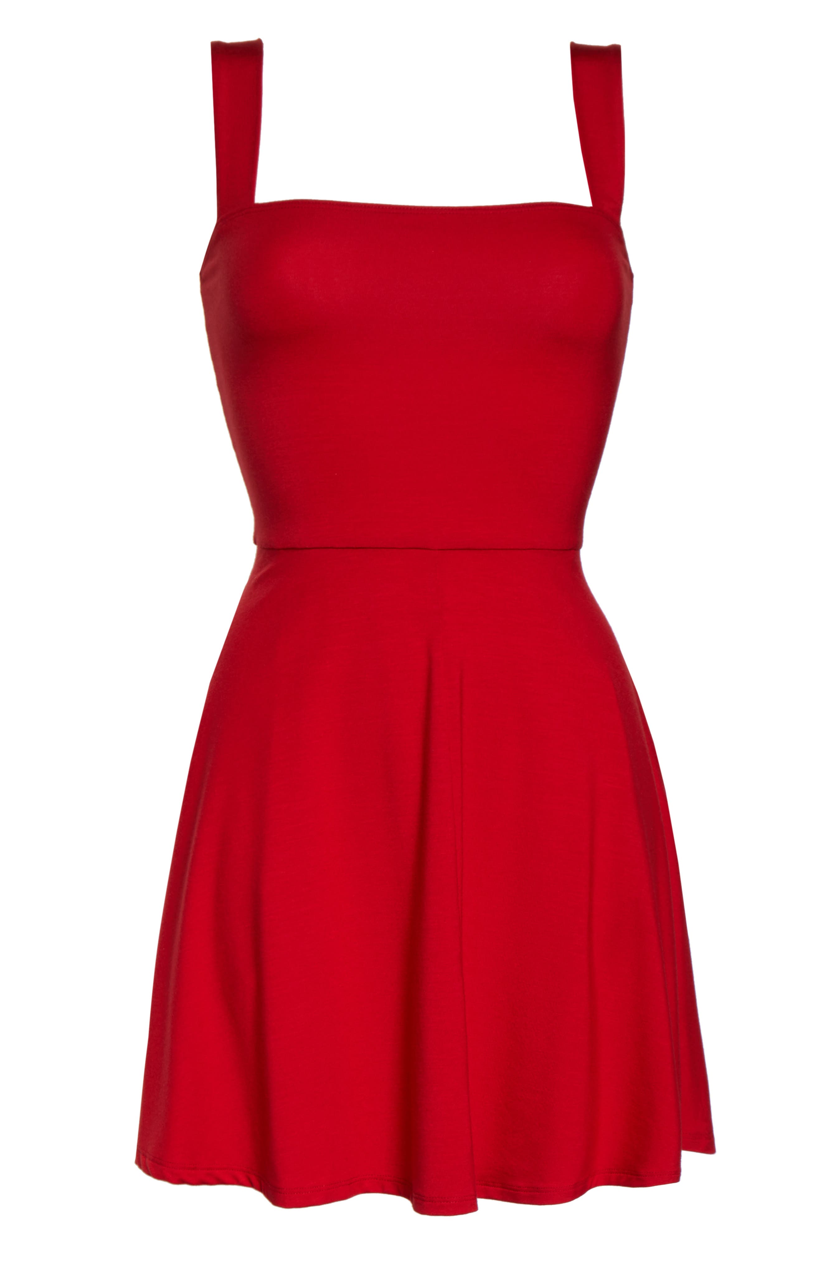 Reformation Anicka Square Neck Skater Dress, Red