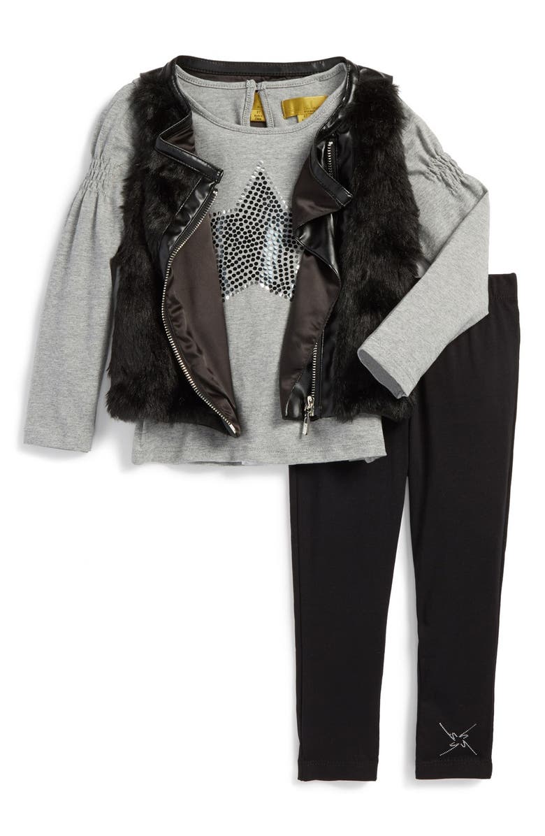 Nicole Miller Faux Fur Vest Tunic Leggings Toddler Girls