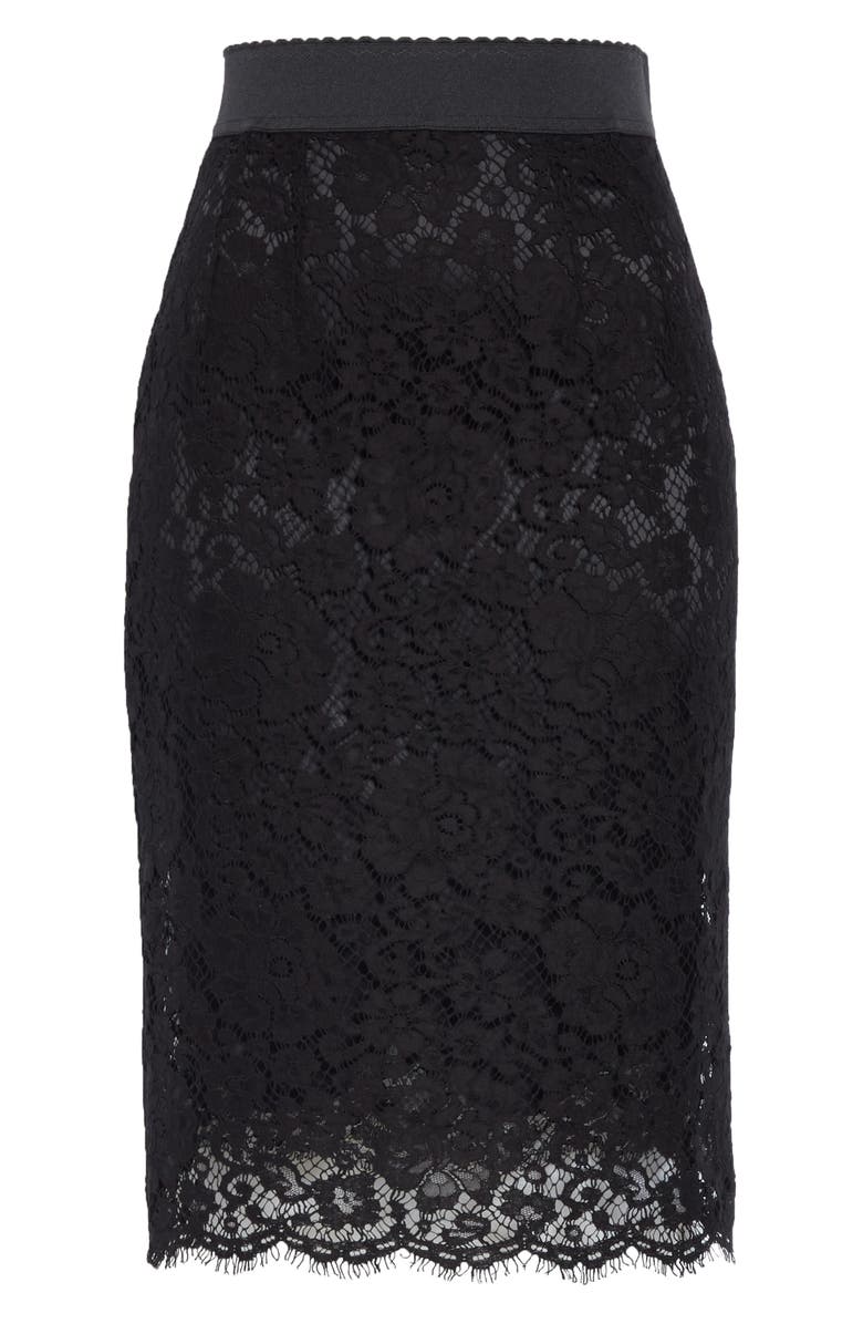 Dolce & Gabbana Floral-Lace Pencil Skirt In Black