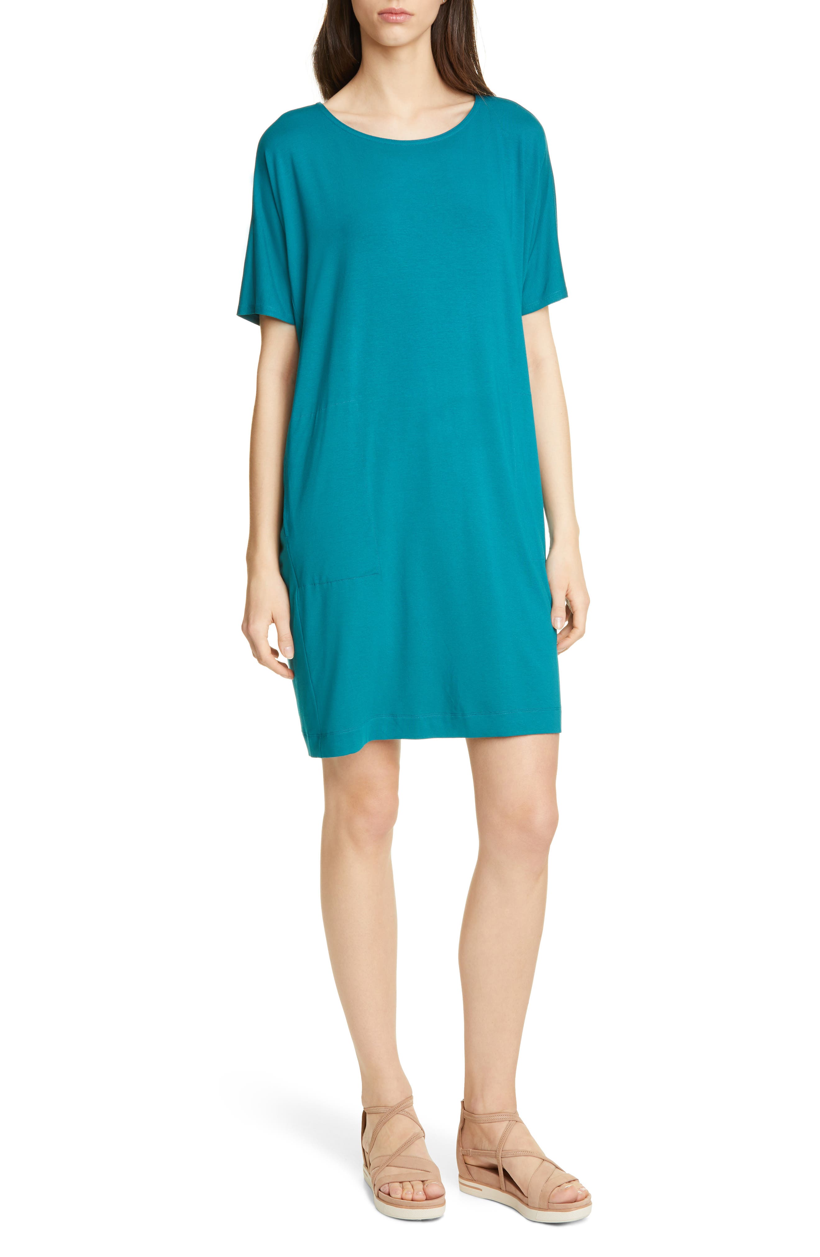 Eileen Fisher Stretch Jersey Shift Dress, Green