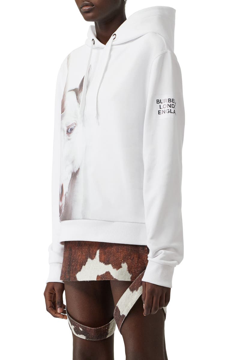 Burberry Unicorn Print Cotton Sweatshirt Hoodie In White