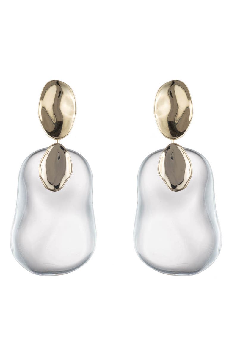 Alexis Bittar Accessories GOLD DISK LIQUID LUCITE DANGLE EARRINGS