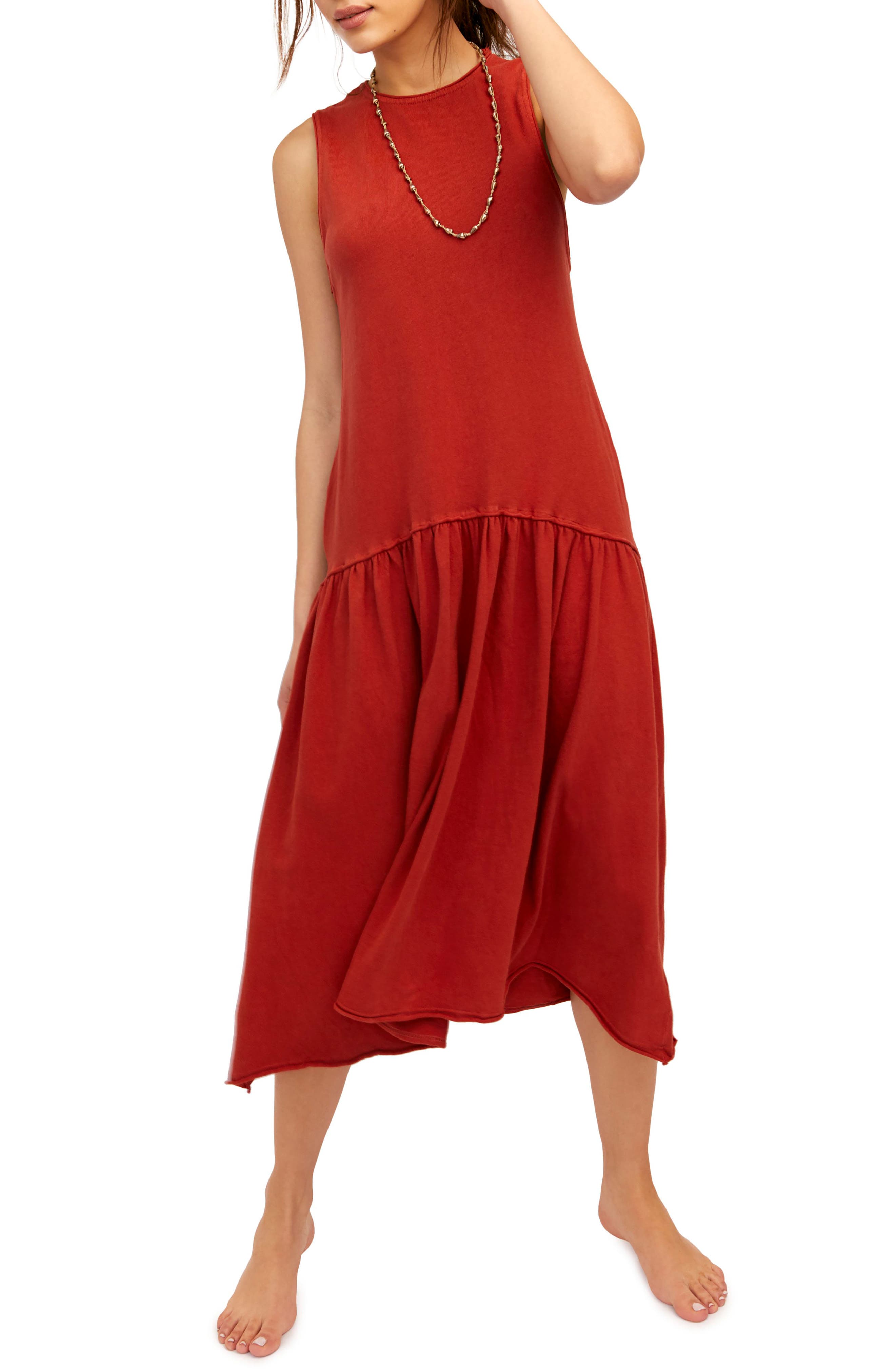 Endless Summer By Free People Drop Waist Midi Dress, Orange