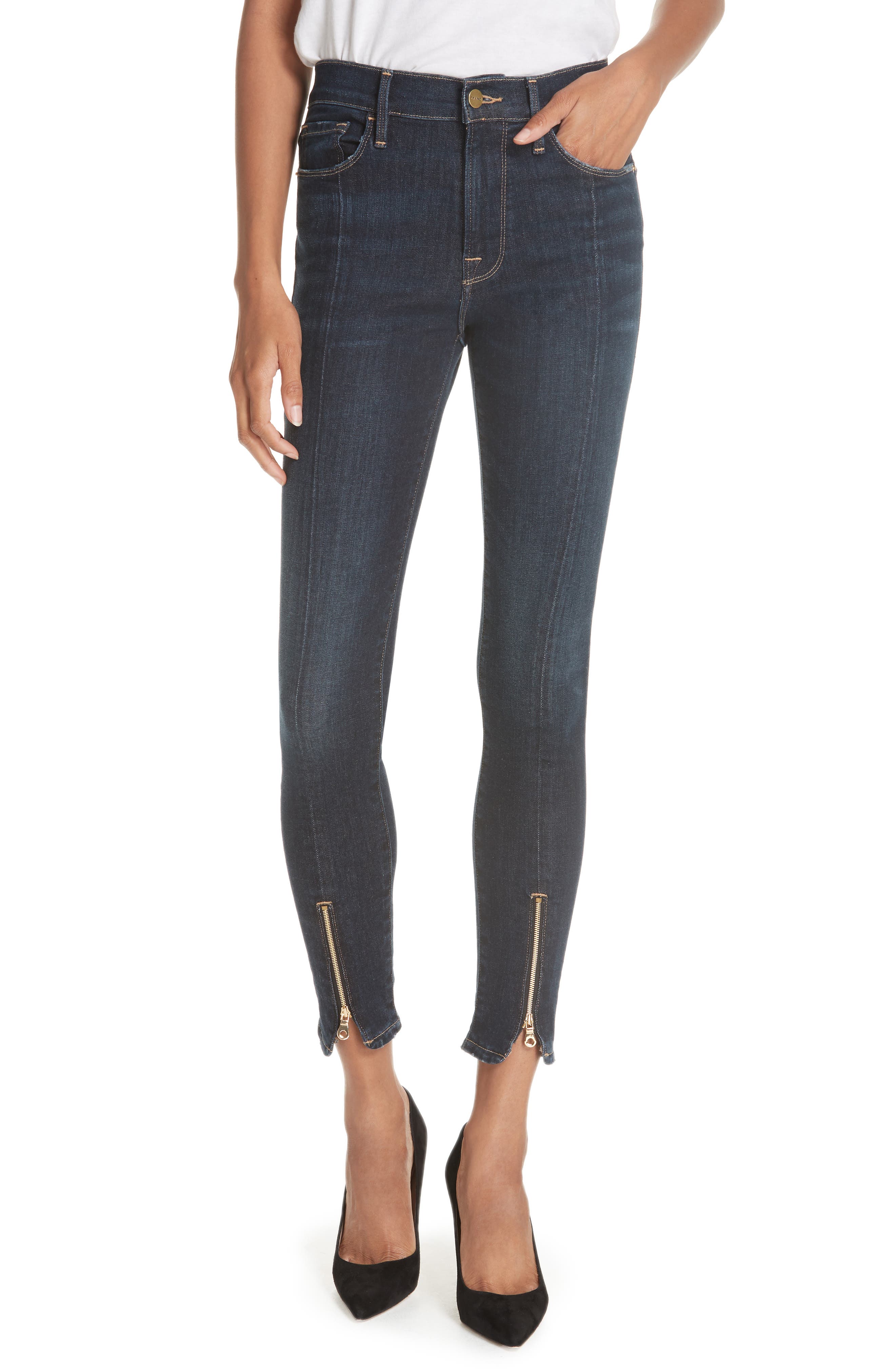 FRAME Le High Curve Split Hem Skinny Jeans (Ruffin) Nordstrom