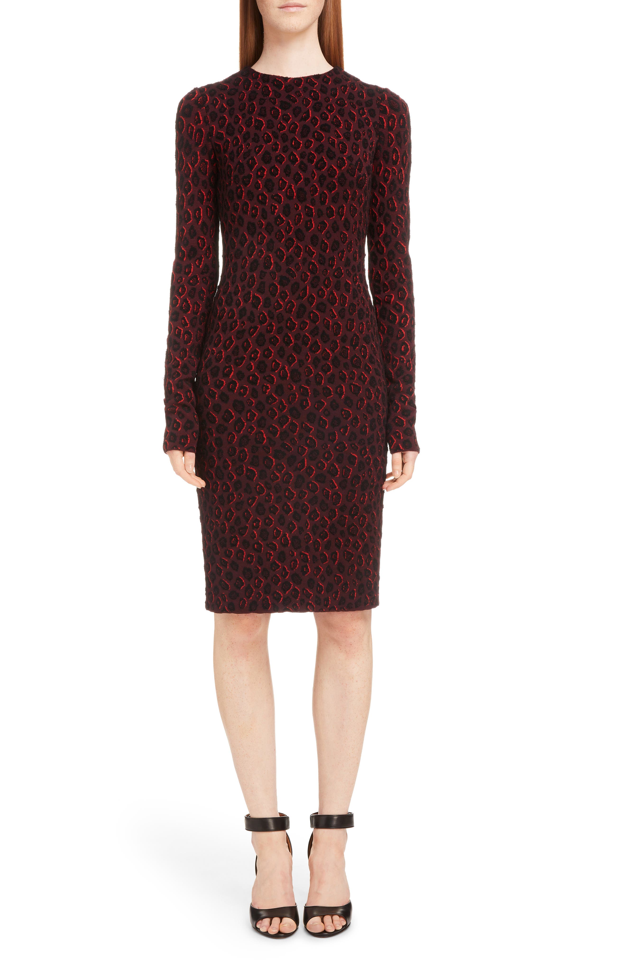 Givenchy Leopard Jacquard Dress, Burgundy